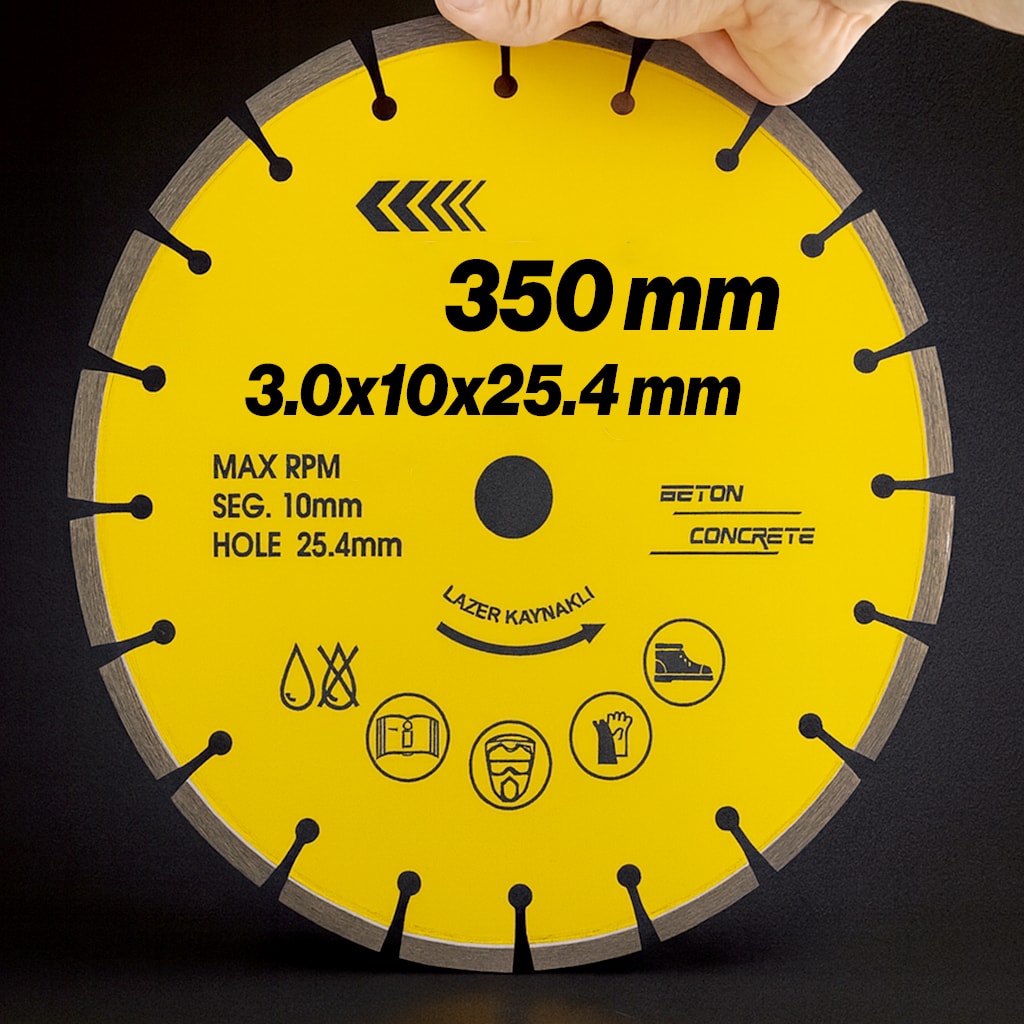 350 mm Lazer Kaynaklı Beton Kesme Testeresi Diski Beton Asfalt Tuğla Parke Fayans Elmas Kesim Disk