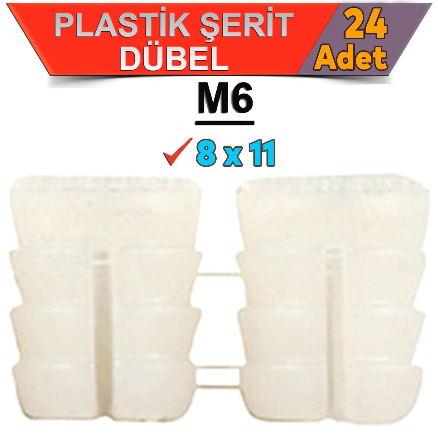 Şerit Dübel 8x11 Plastik M6 (24 ADET)