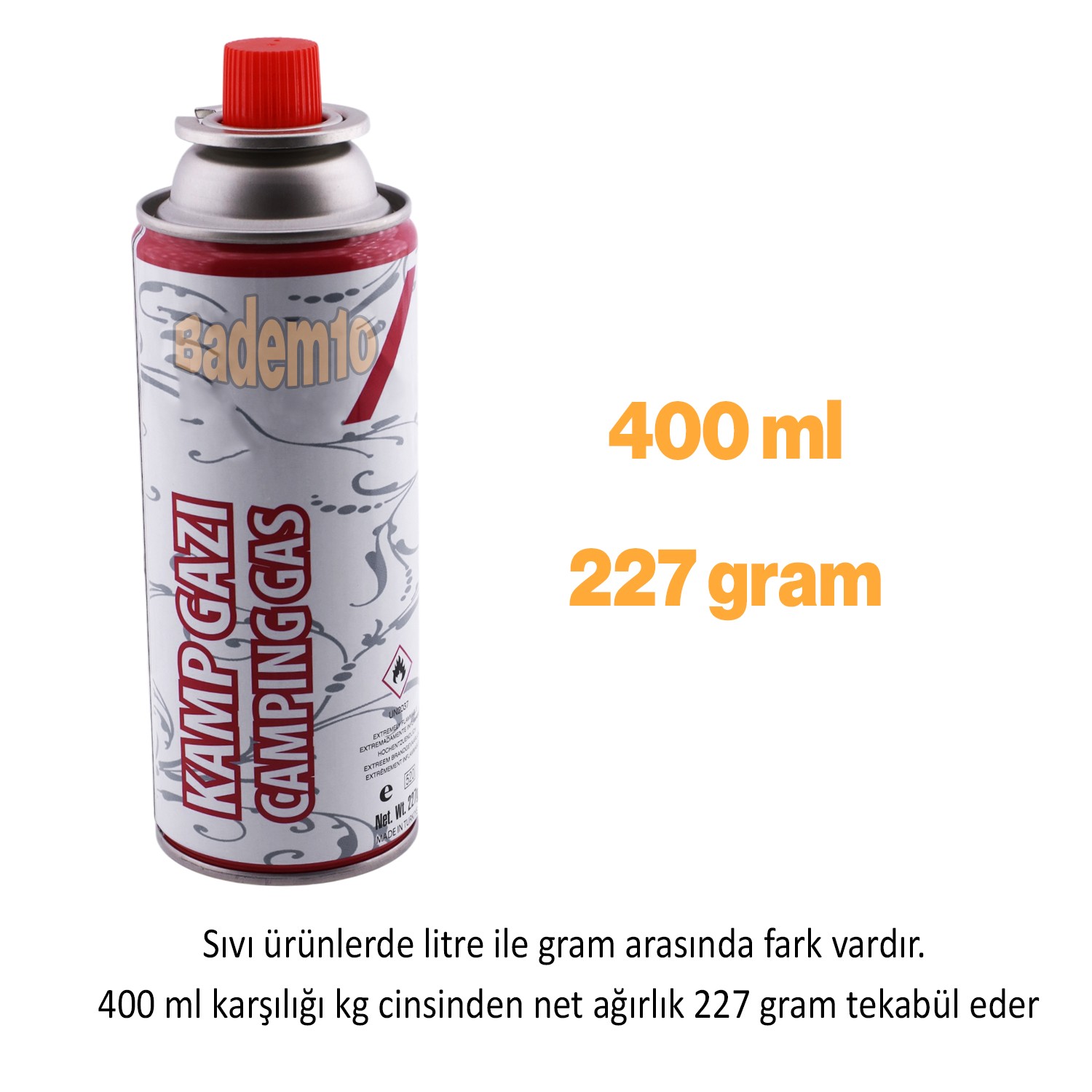 Kamp Gazı (1 Adet) Bütan Propan Tüpü Portatif Ocak Kartuşu Tek kullanımlık Pürmüz 400 ml 227 gr