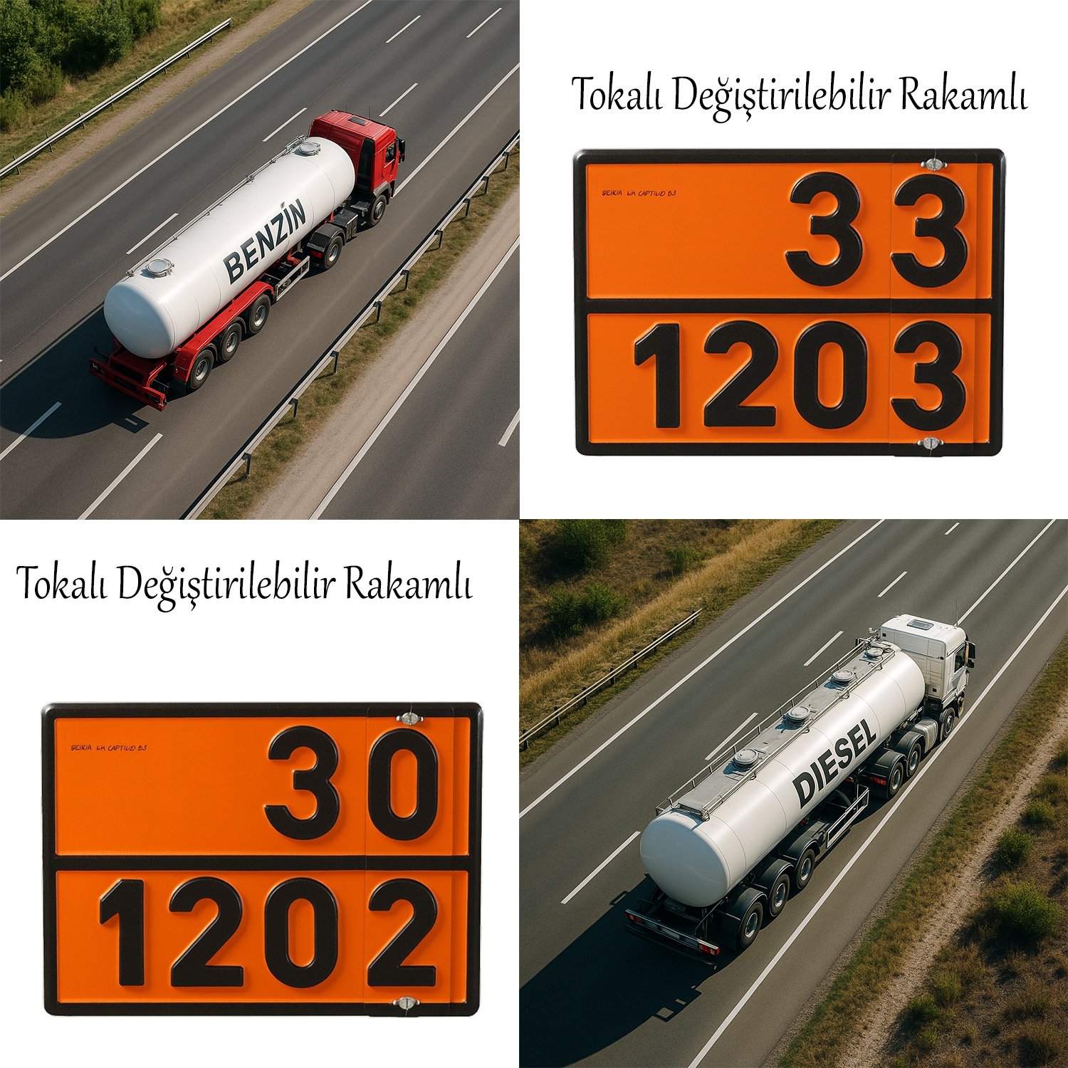 Metal 40x30 cm Tokalı Levha (1 Adet) 33-1203 ve 30-1202 Değiştirilebilir Rakamlı Tehlikeli Madde