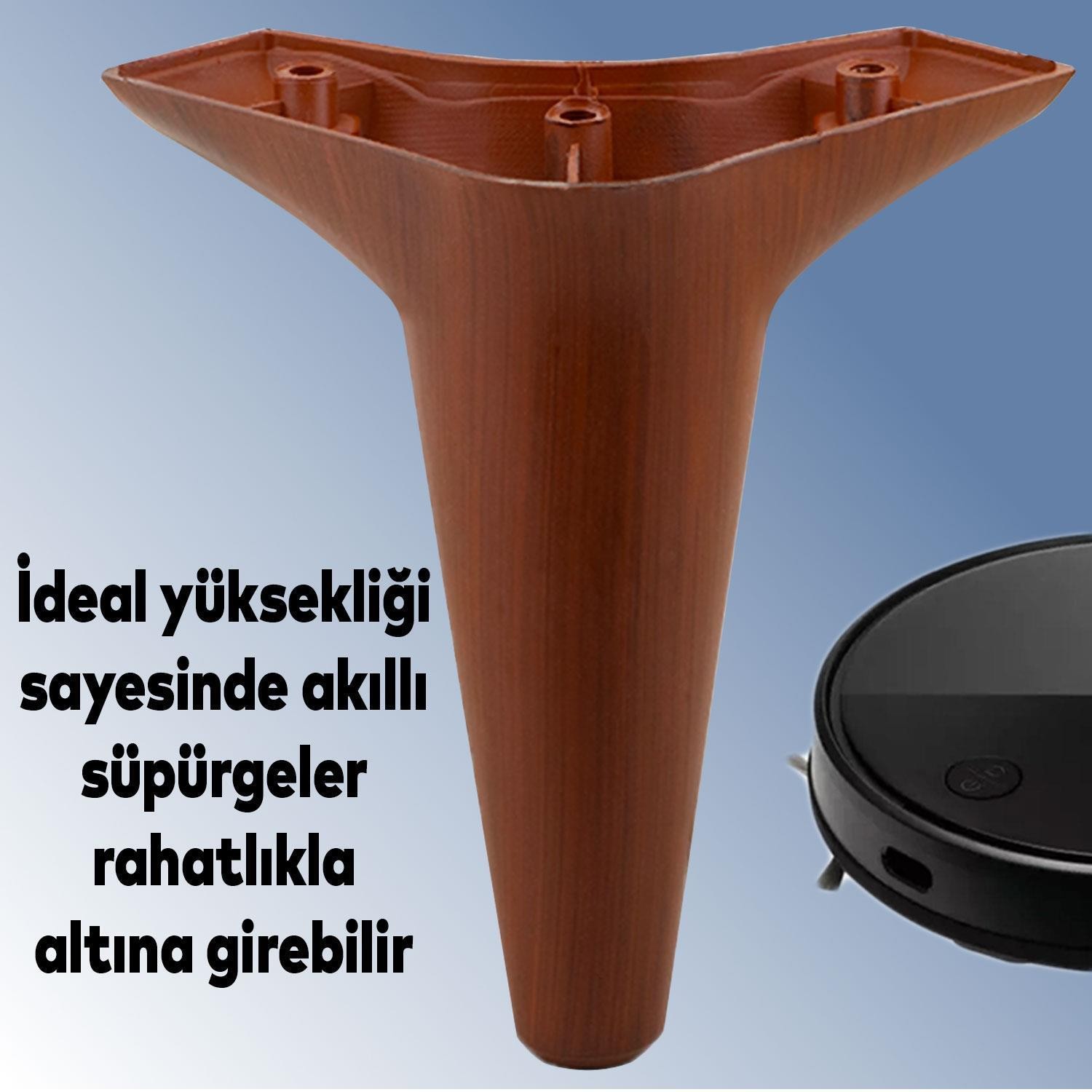 Aspen 12'li Set Lüks Mobilya Kanepe Koltuk Baza Ayağı Ayakları 15 Cm Ahşap Desenli Kahverengi Ayak