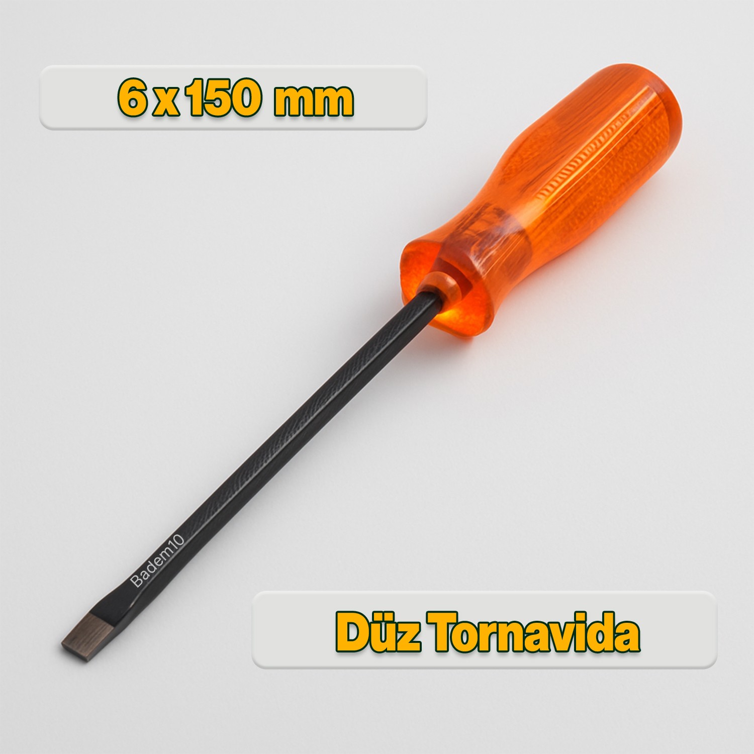 Tornavida Uzun Boy Premium Kraft Düz Tornavida Turuncu Plastik Sap 6x150 mm