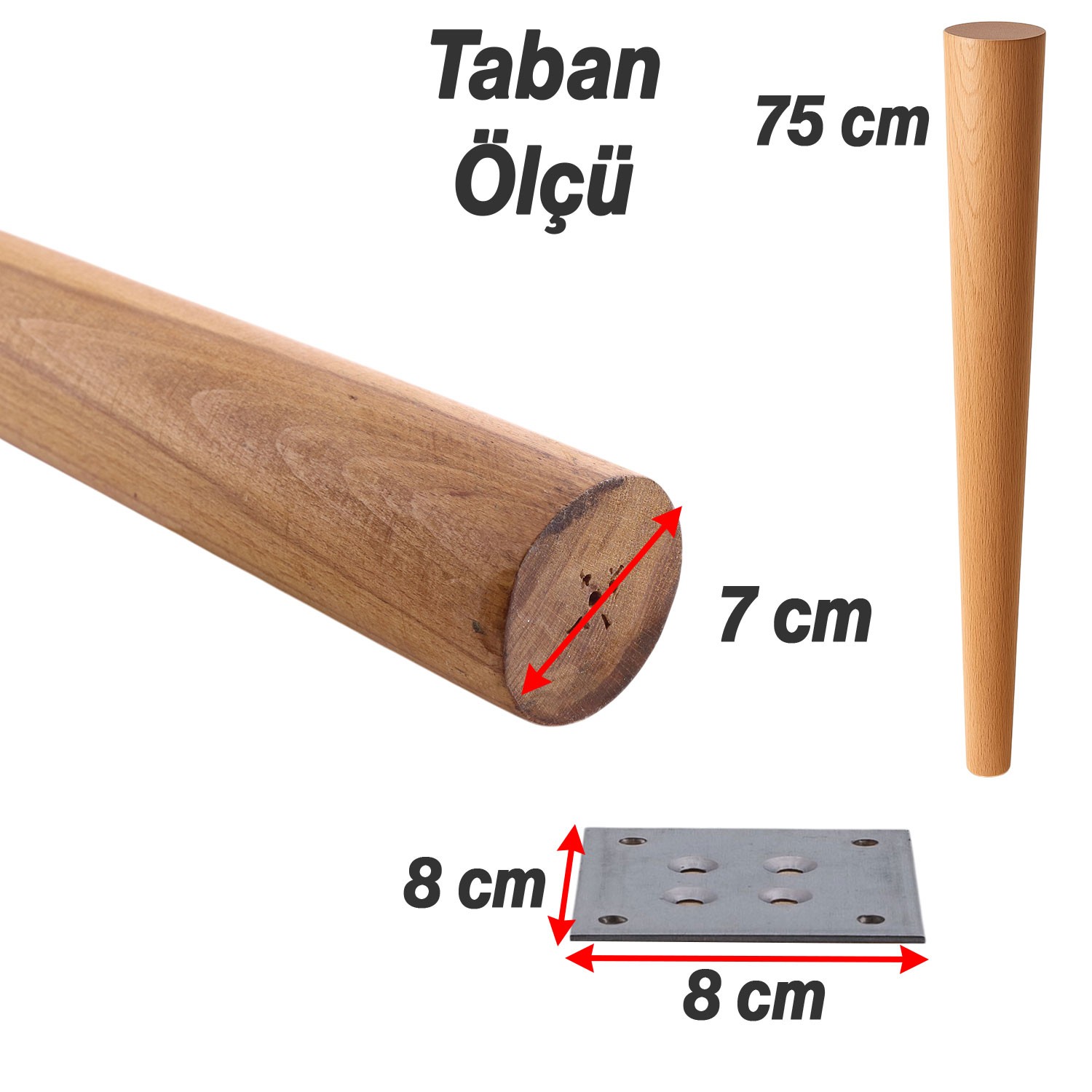 Bohem 75 cm Masa Ayağı Kahverengi Doğal Ahşap Bağlantı Aparatlı Mobilya Koltuk Kanepe Sehpa Ayakları