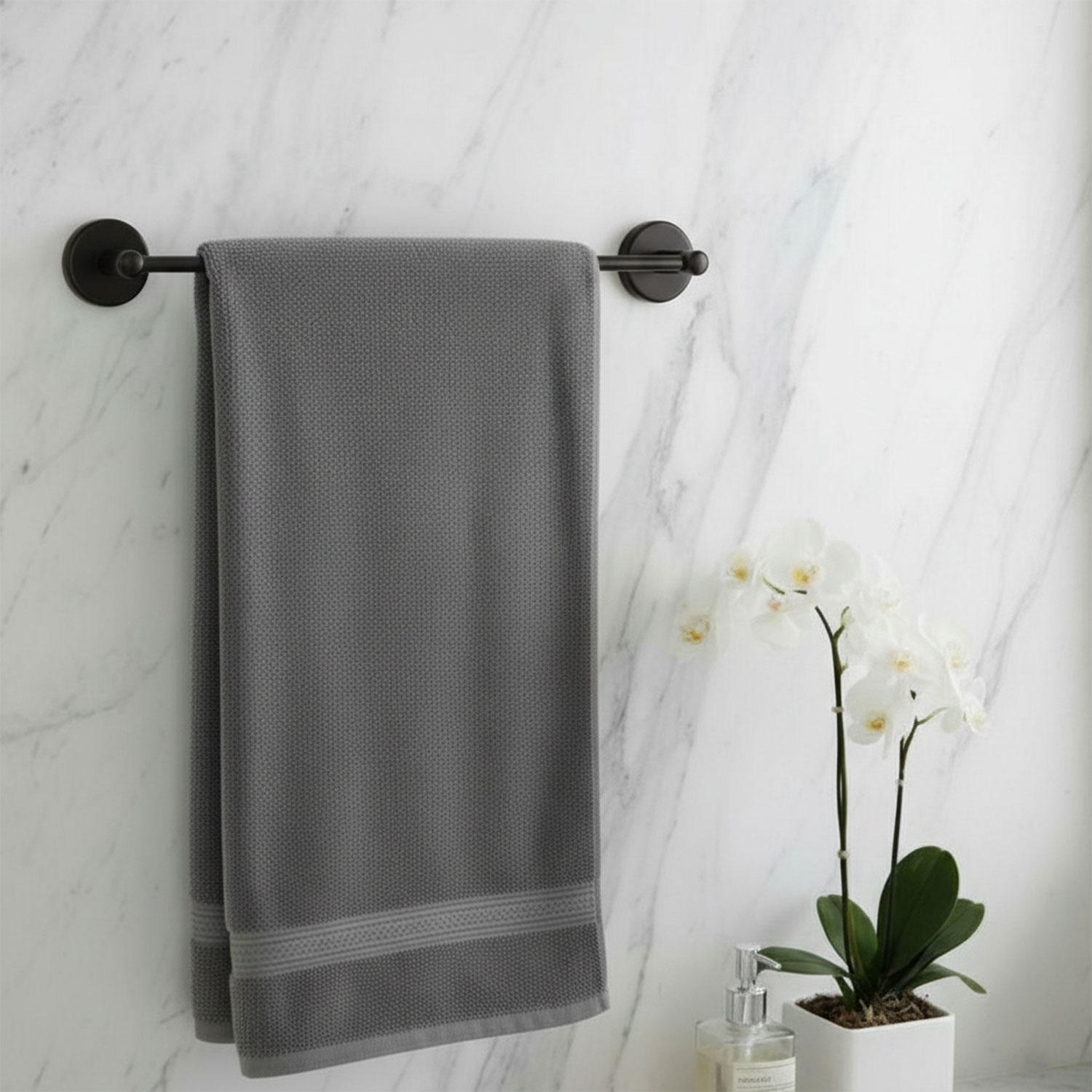 Siyah Metal Uzun Havluluk 40 cm Duvara Monte Vidalı Lüks Banyo Havlu Askılığı Modern Mat Tasarım