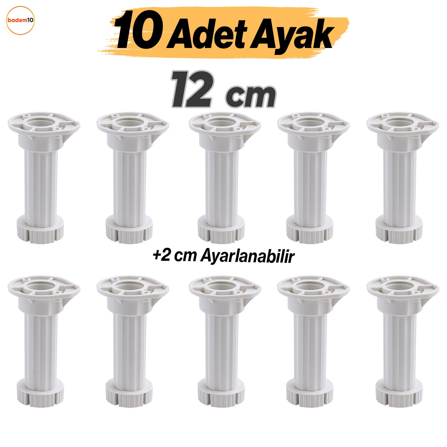 Ayarlanabilir 10 Adet 12 Cm Plastik Ayak Dolap Mobilya Tezgah Yükseltici Yükseltme Ayağı Ayakları