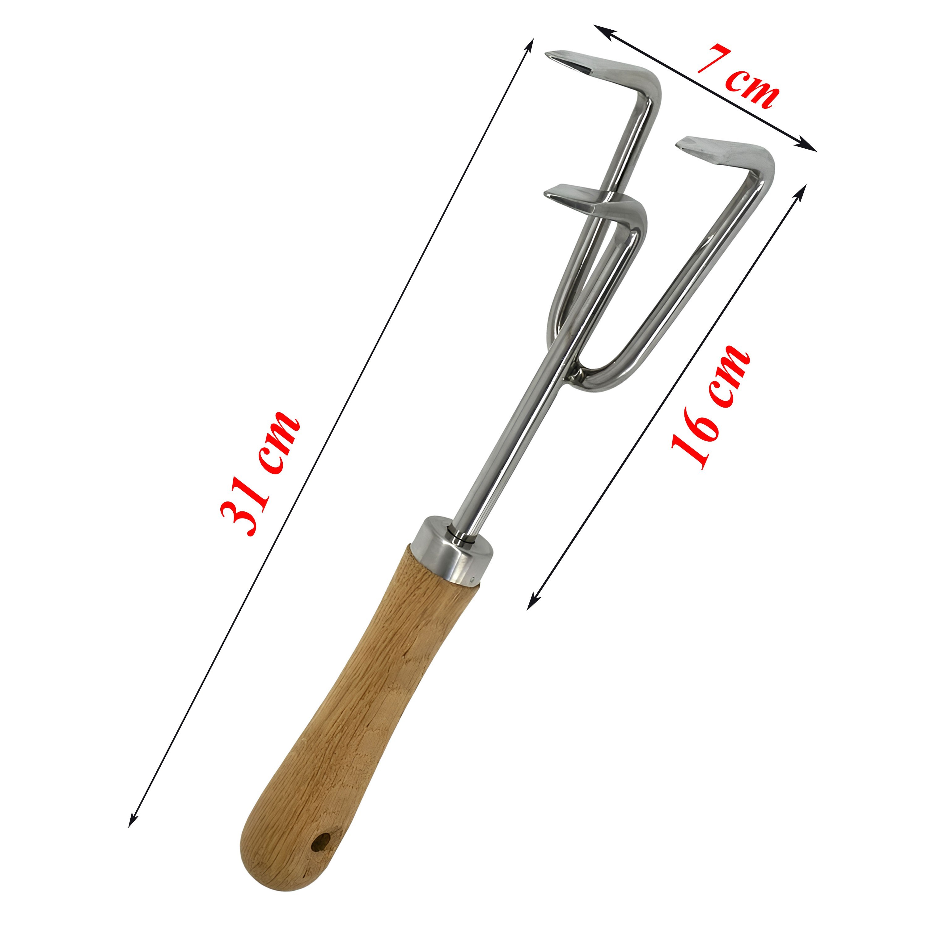 Tırmık Küçük El Tırmığı Saplı Toprak Tarla Bahçe Çiçek Bitki Ot Yaprak Hobi Tırmığı 3 Dişli 33 cm