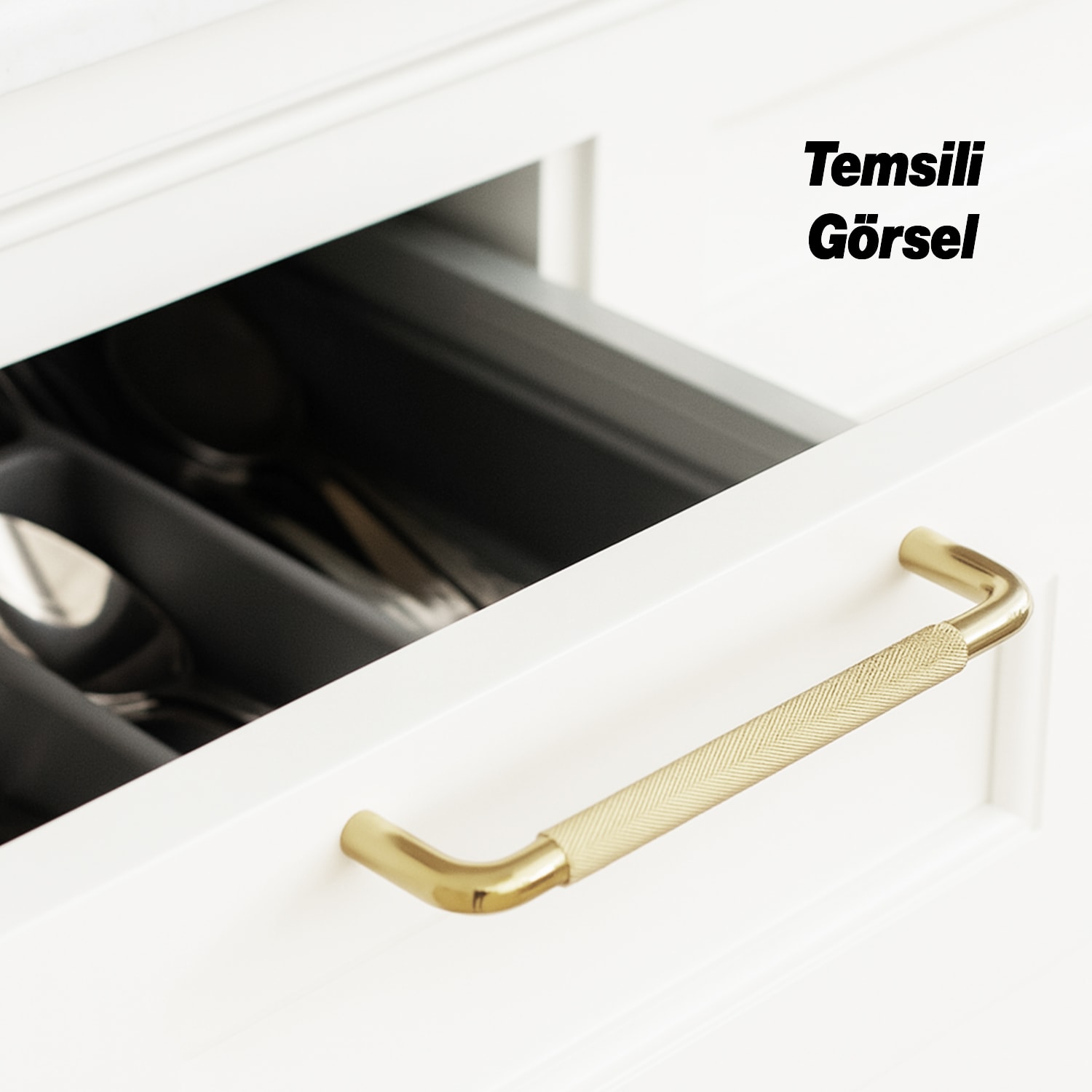 Tırtıklı Altın Gold Metal Kulp 224 mm 22.4 cm Mobilya Çekmece Dolap Dolabı Modern Kapak Kulpları