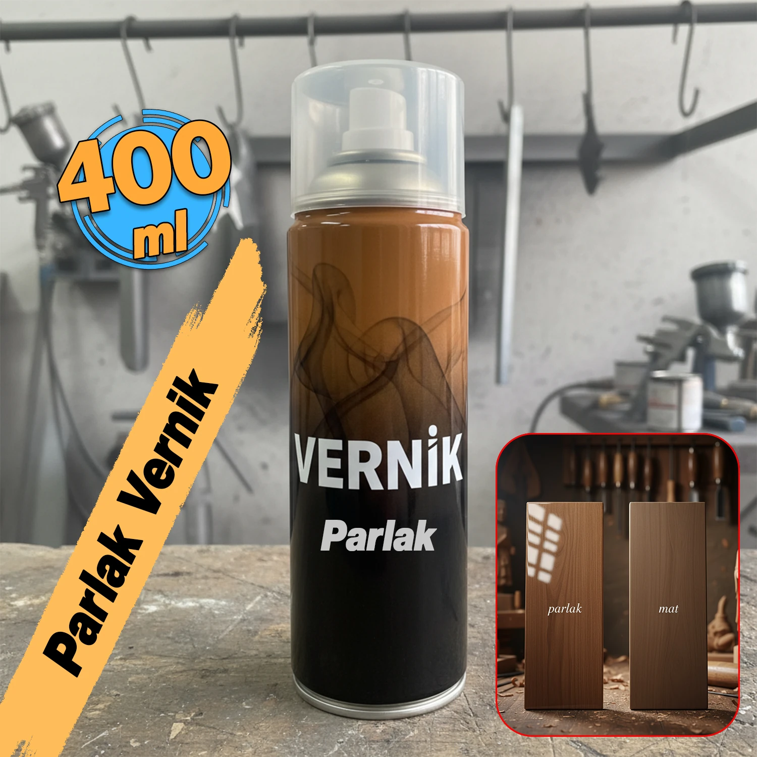 Sprey Parlak Vernik Ahşap Metal Tüm Yüzeyler İçin 400 ml İç Dış