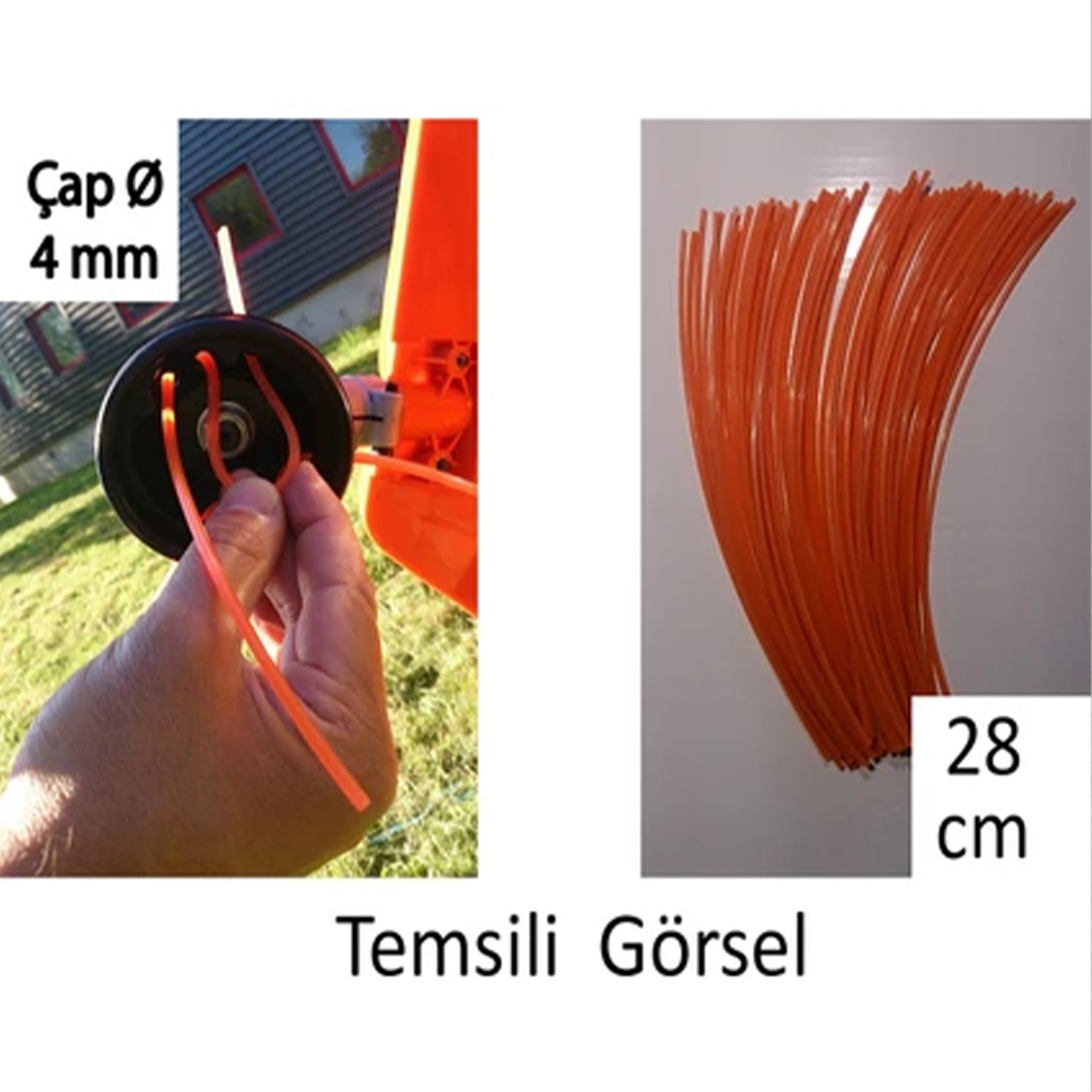 Hazır 85 Adet Kare Çubuk Motorlu Tırpan Misinası Bahçe Dayanıklı Ot Biçme İpi Çubuk 4 mm (28 cm)