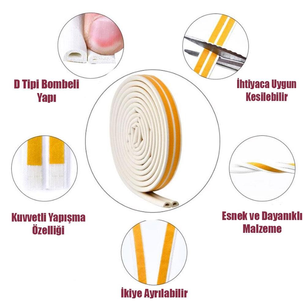 Kapı Pencere Bandı Fitili Yapışkanlı Beyaz Soğuk İzolasyon Bant 38x2=76 METRE