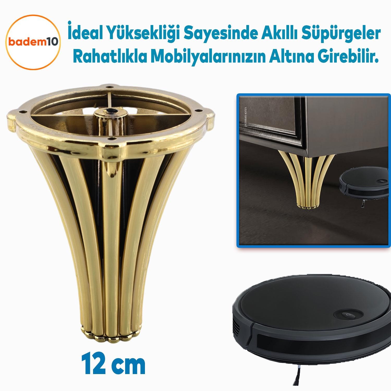 (4 ADET) İstanbul 12 cm Gold Altın Mobilya Kanepe Koltuk Tv Ünitesi Konsol Ayağı Ayak Ayakları