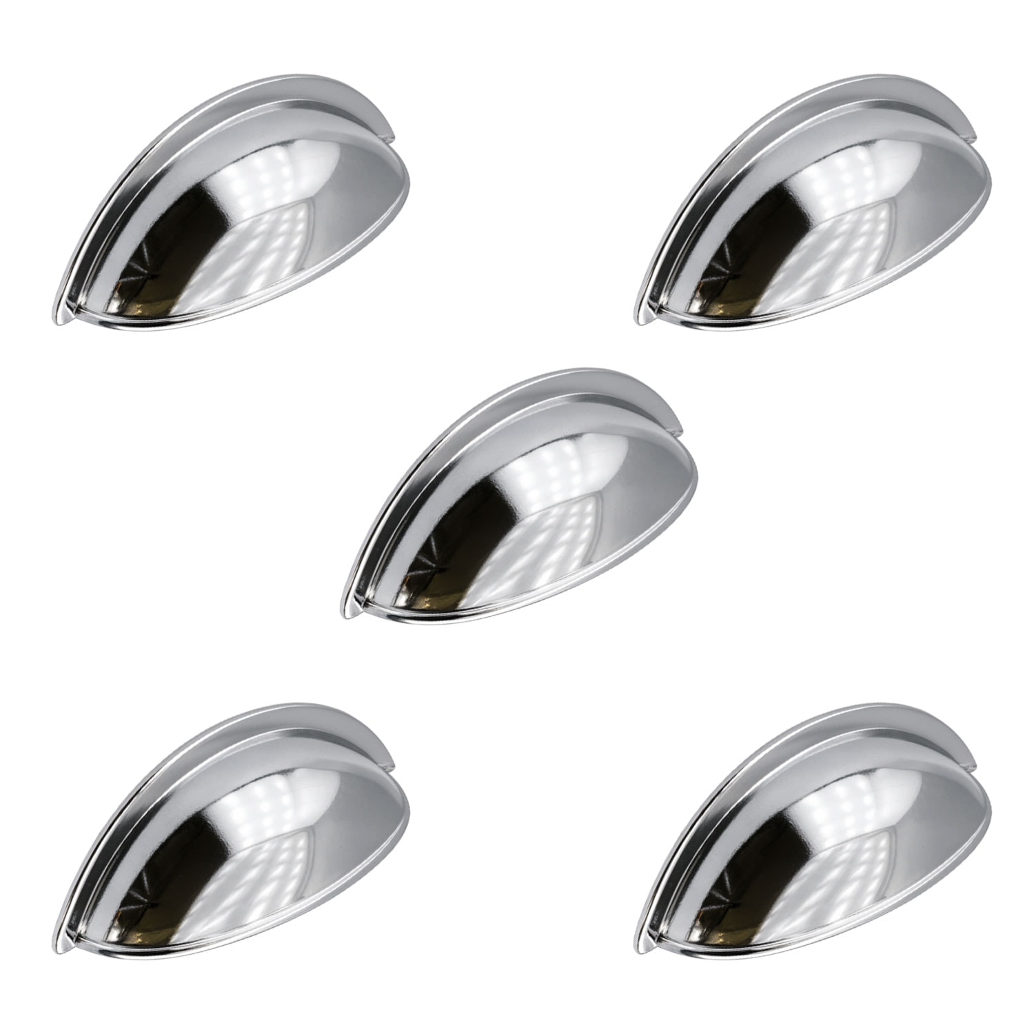 Çanak Kulp 5 ADET 64 mm Krom Gümüş Metal Mobilya Çekmece Dolap Kapak Kulpu Modern Mutfak Kulpları