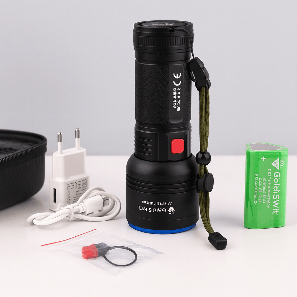 El Feneri 3000 Lümen Uzun Menzil 30W 8000 mAh Şarjlı Powerbank Ledli Işık Lambası Su Geçirmez Kamp