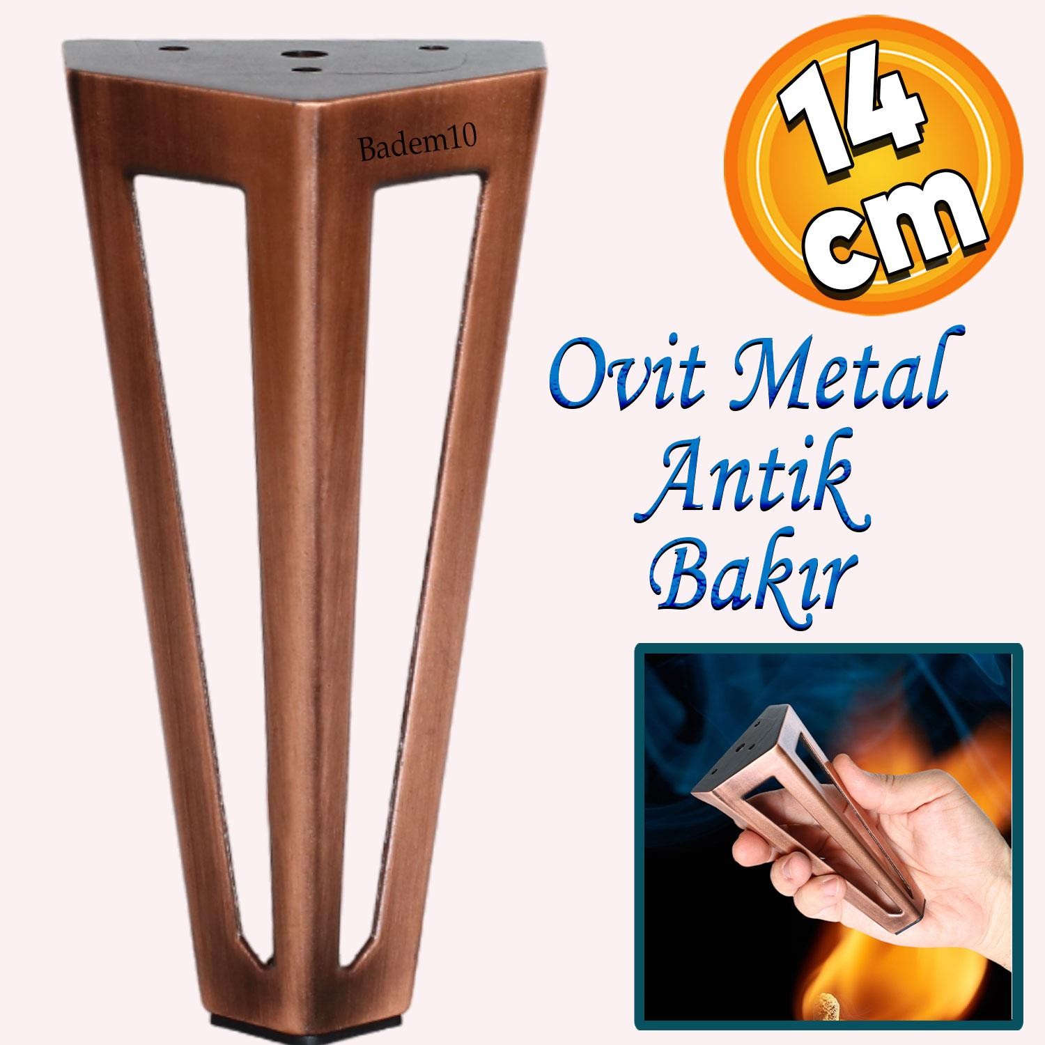 Ovit Açık Koltuk Baza Puf Kanepe Tv Ünite Masa Mobilya Ayağı Ayakları Metal Ayak 14 Cm Antik Bakır