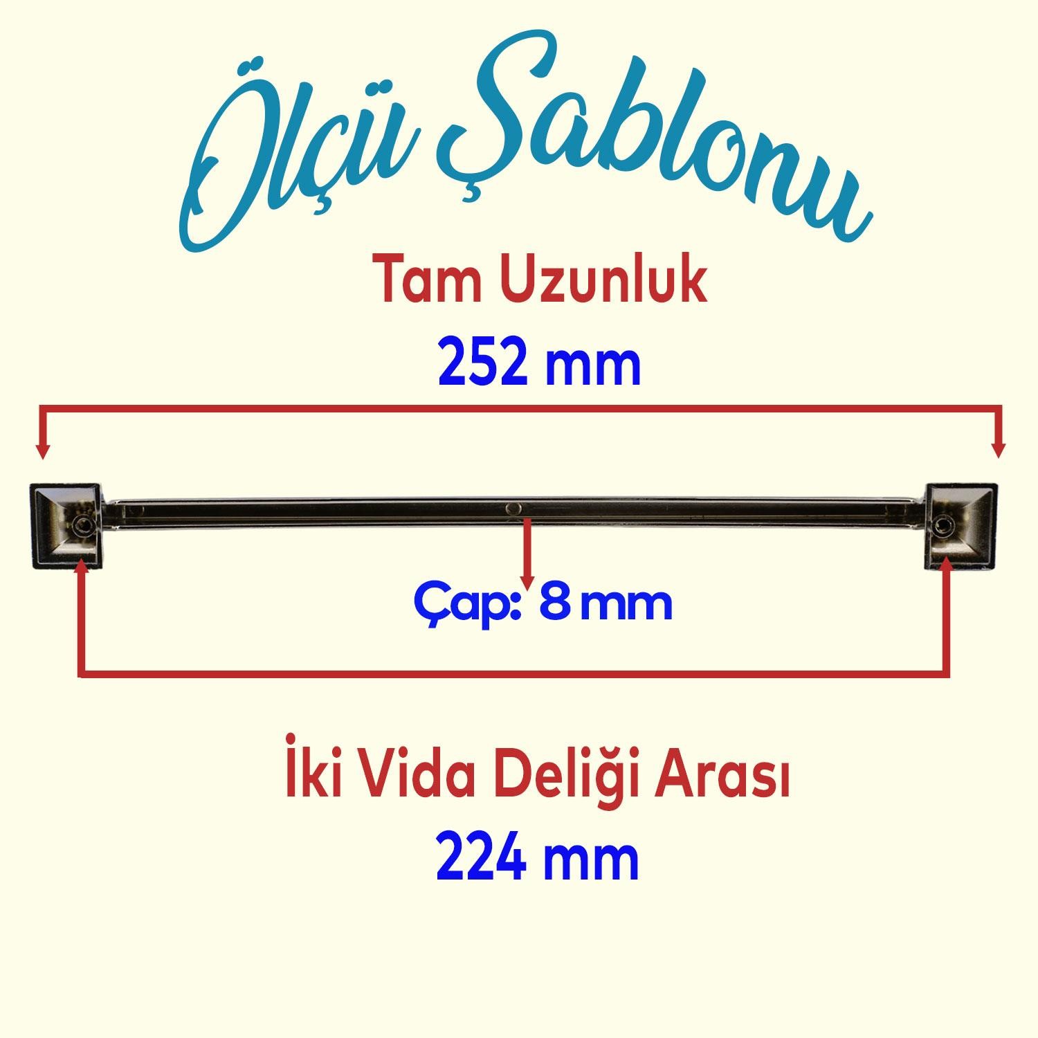 Pelikan Mobilya Mutfak Dolabı Çekmece Dolap Kapak Kulpu Düz Metal Kulp Kulbu Kulpu 224 mm Krom