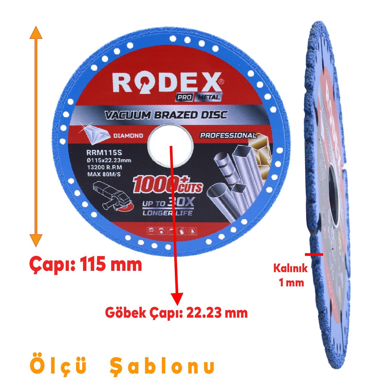 Rodex Vakum Kaynaklı Elmas Testere Sağlam Uzun Ömürlü Çok Amaçlı Kesme Disk Diski 115 mm RRM115S 