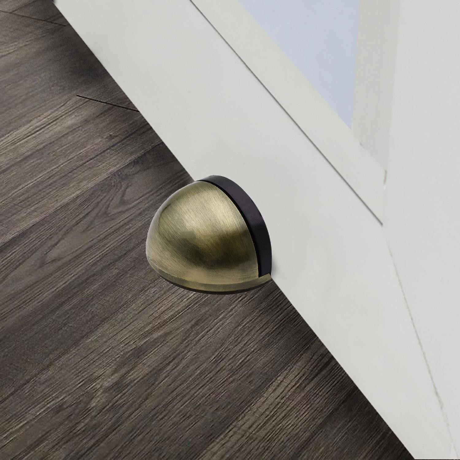 Yarımay Yapışkanlı Kapı Kolu Stoperi Tamponu Stop Metal Durdurucu Tutucu Tutacağı Antik Sarı 5 Adet
