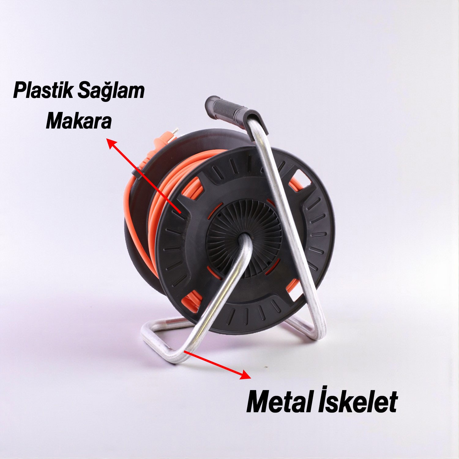 Makaralı CCA Uzatma Kablosu 3x1.5 mm 40 Metre Termal Sigortalı Plastik Seyyar 4 Prizli Monofaze