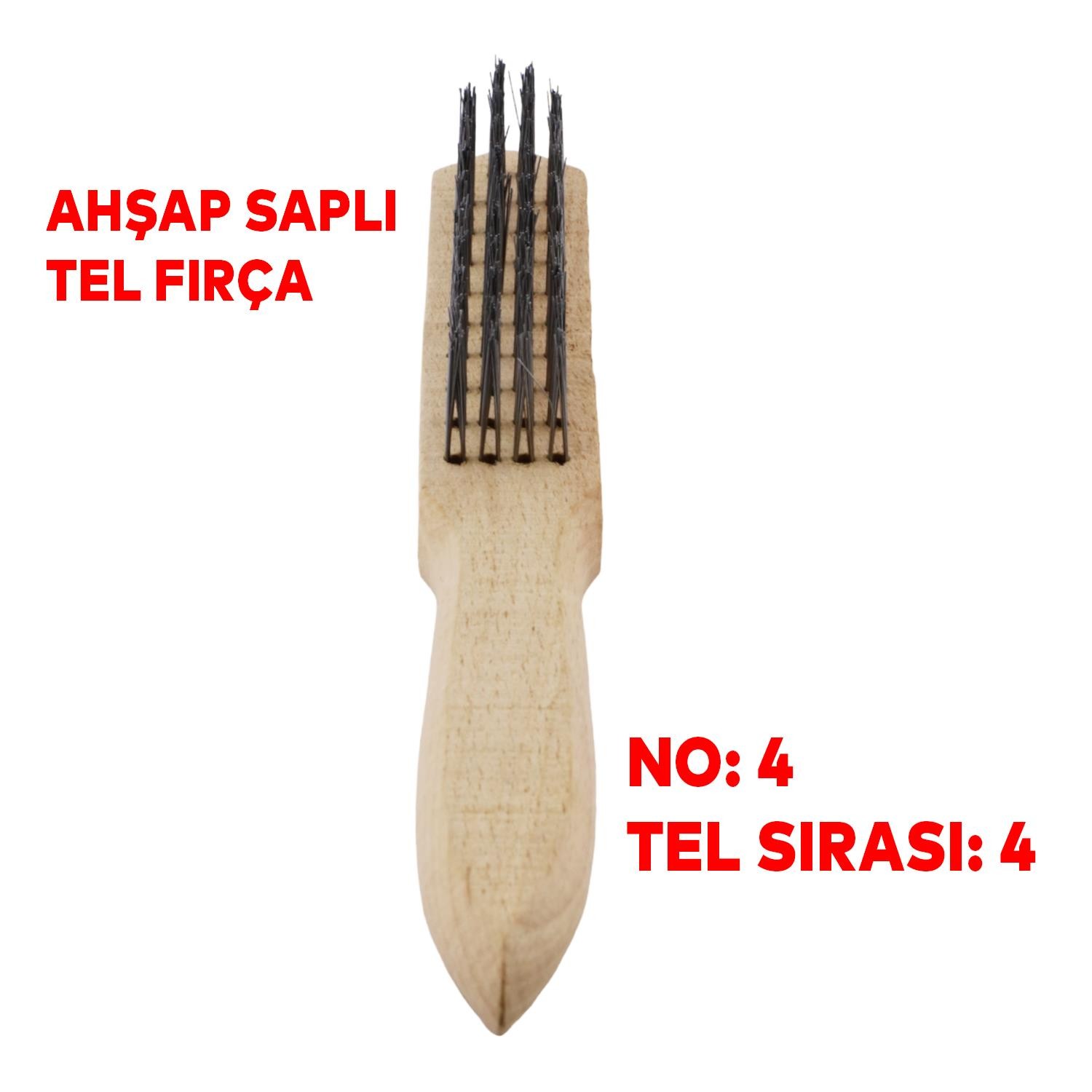 Ahşap Saplı Tel Fırça Kir Pas Mangal Barbekü Izgara Çok Amaçlı Temizleme Fırçası No 4