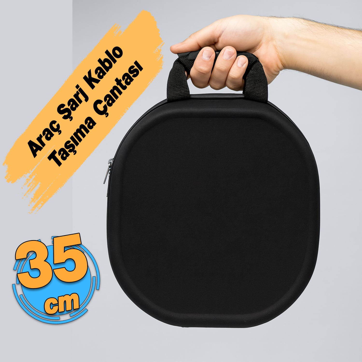 Taşıma Çantası Elektrikli Şarj Kablosu Çanta HCB4010 Fermuarlı Sağlam Suya Dayanıklı Ø 35 cm Çap