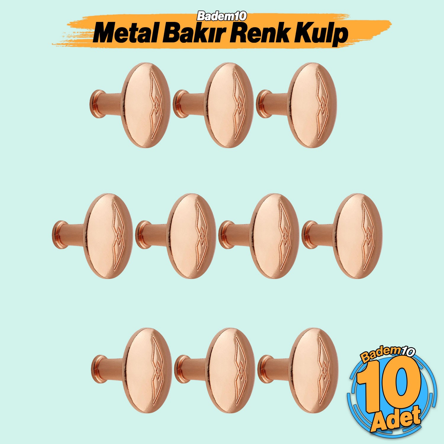 Bakır Metal Big Düğme Kulp 10'lu Set Mutfak Dolap Çekmece ve Kapak İçin