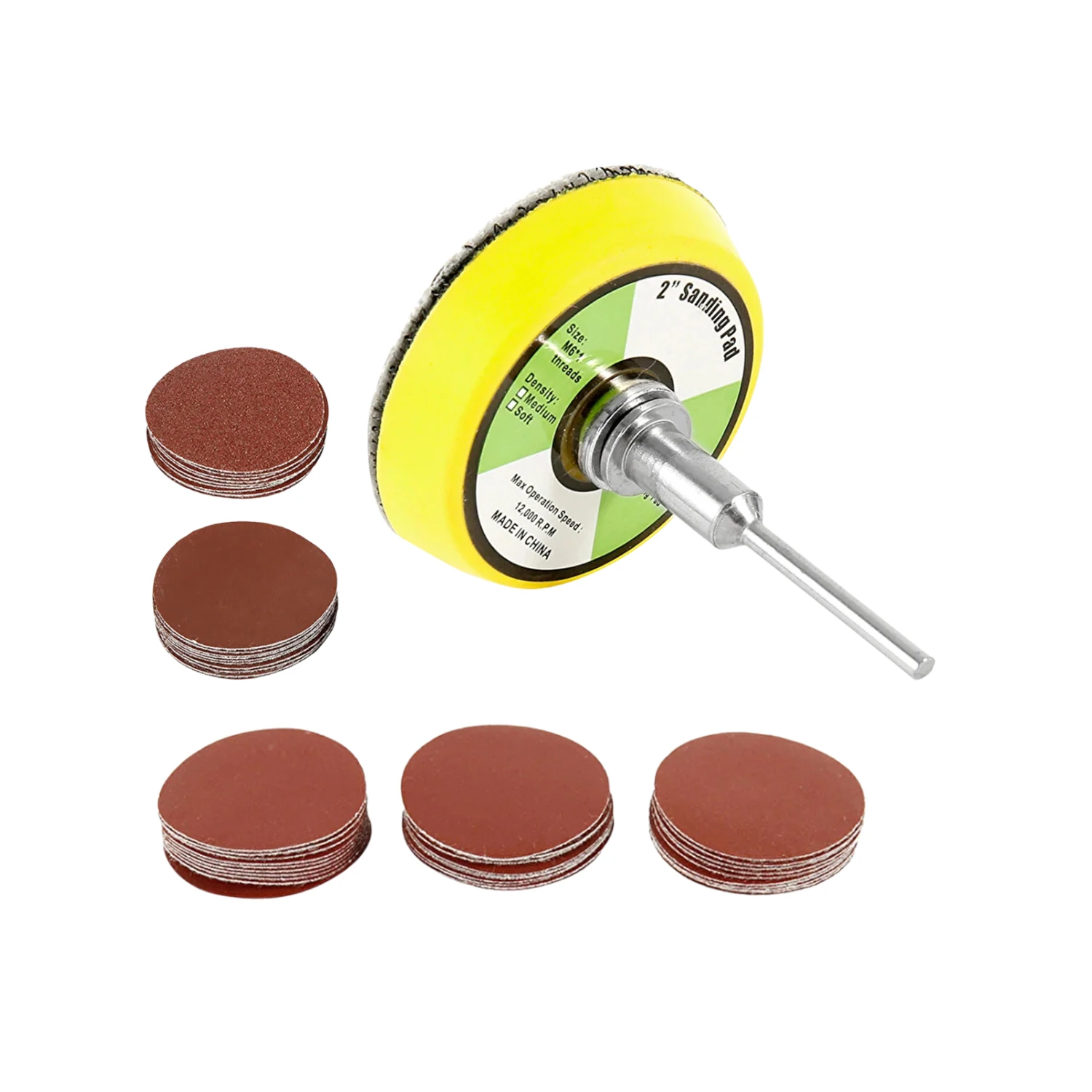 Pimli Mini 53'lü Cırt Zımpara Seti 50 mm Taban Matkap Uyumlu 80 120 320 600 800 Kum Karışık Grit