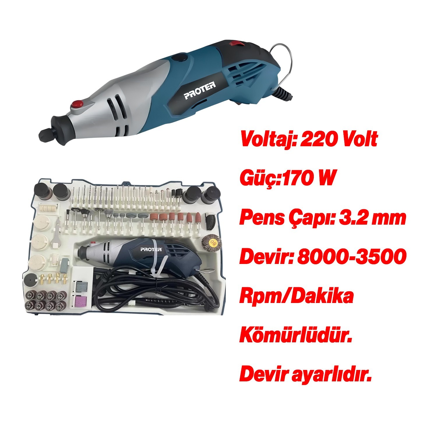 Elektrikli Kalıpçı Seti Gravür Mini 190 Parça Set Ahşap Cam Taş İşleme Zımpara Parlatma Hassas Kesi