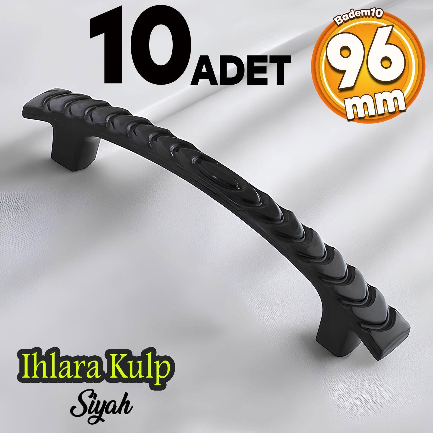 Ihlara 96 mm Kulp Sert Plastik Siyah Çekmece Mobilya Mutfak Dolap Kulbu Kulpu Kulpları 10 ADET