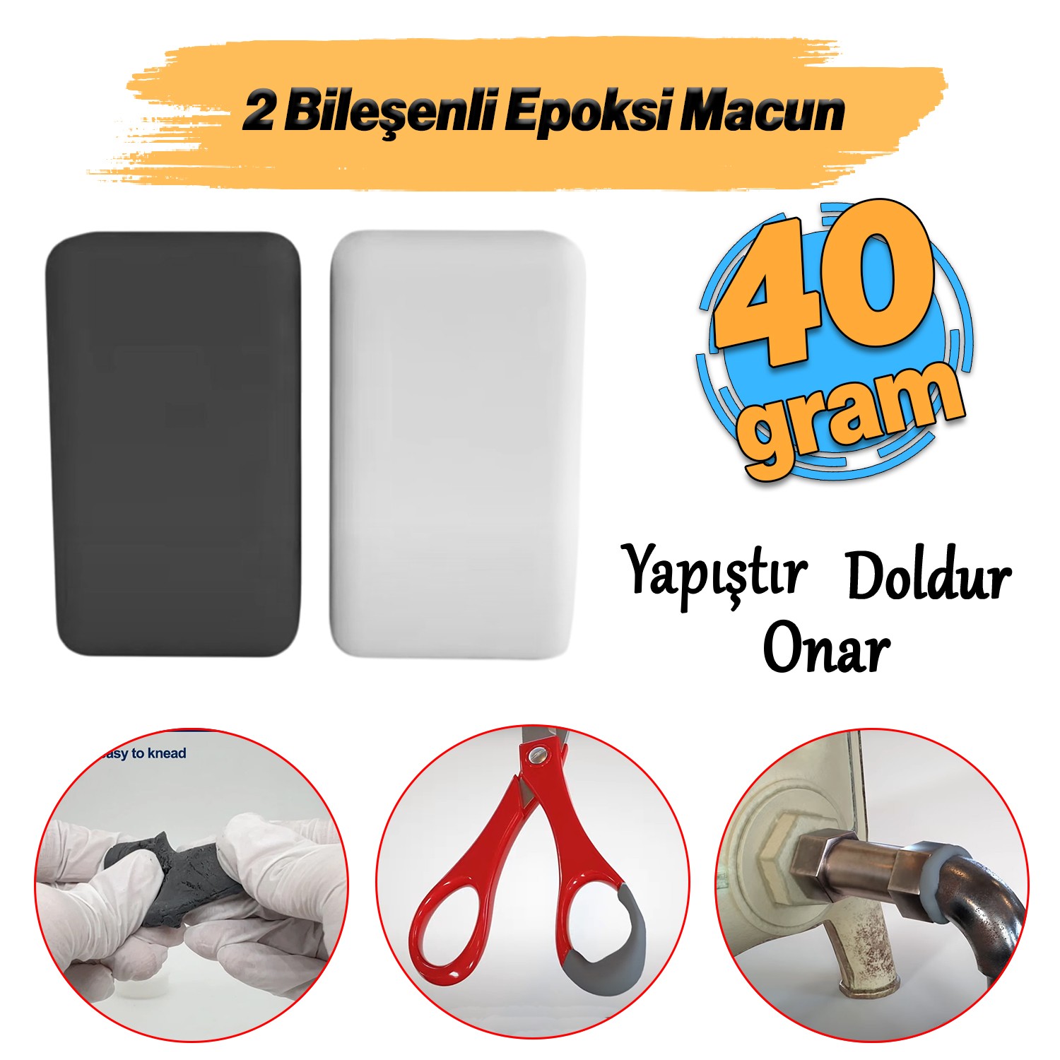 Güçlü Epoksi Macun Yapıştırıcı Hamur Metal Plastik Seramik Çelik Yapıştırıcı Doldurur Boyanabilir