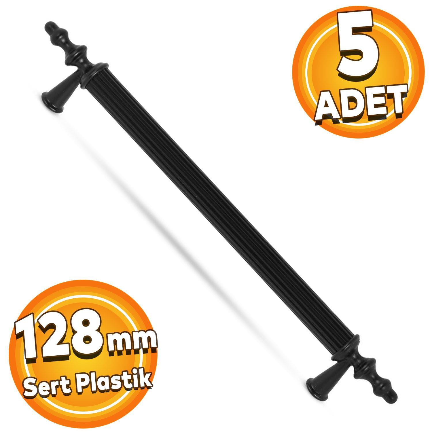 Polavit 128 Mm (SERT PLASTİK) Siyah Mobilya Çekmece Mutfak Dolap Dolabı Kulpu Kulbu Kulpları 5 Adet
