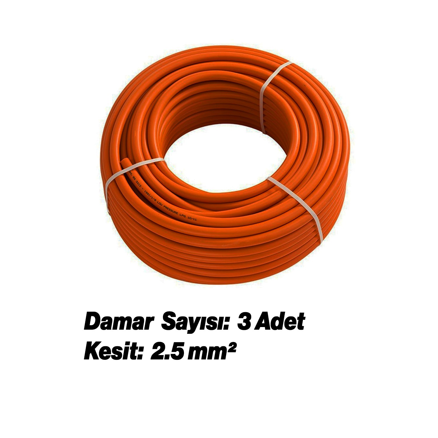 TTR CCA Çok Telli 3x2.5 mm 100 Metre Elektrik Kablosu Turuncu Renk Topraklı İletken Kablo H05VV-F