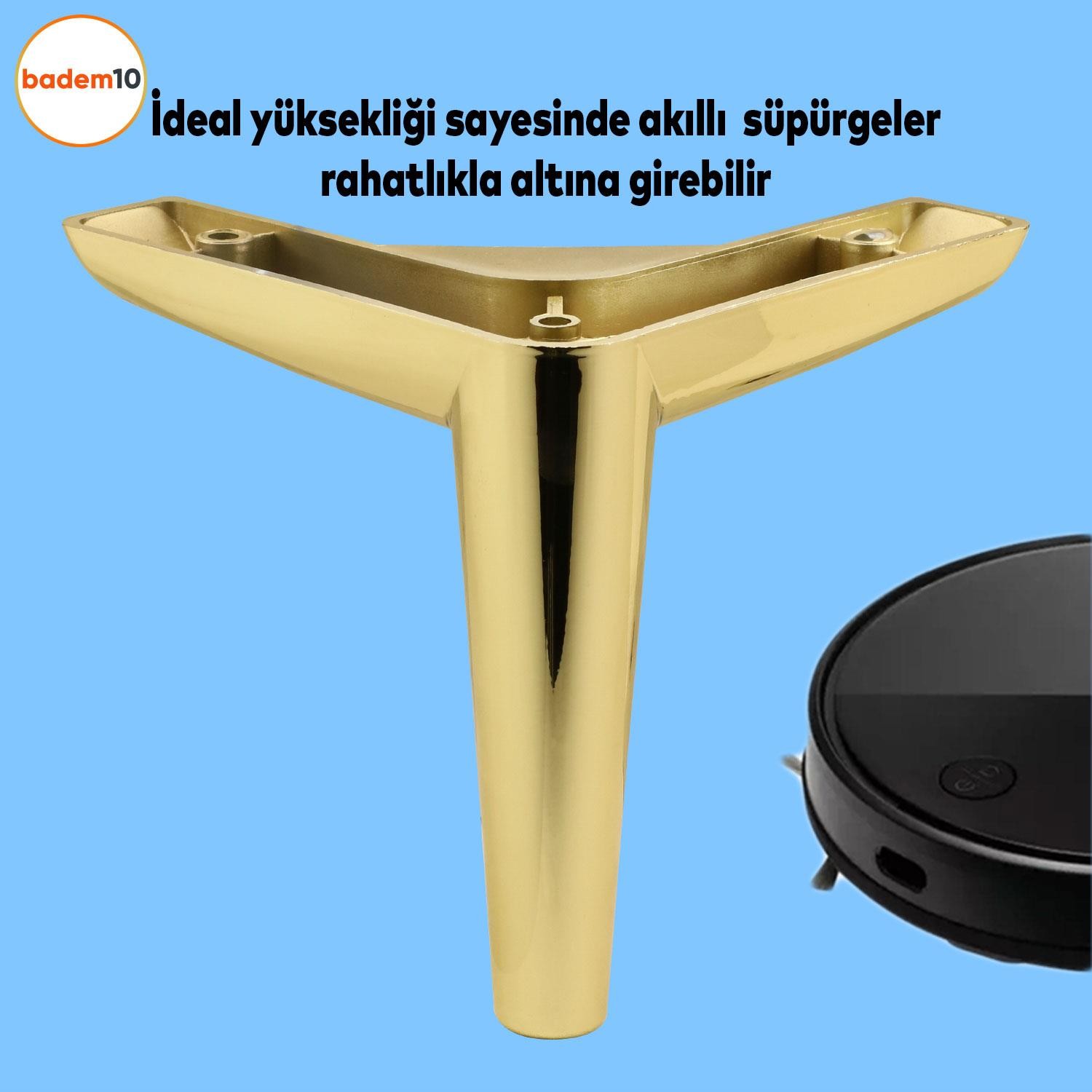 Piko Lüks Mobilya Kanepe Sehpa Tv Ünitesi Koltuk Ayağı 14 Cm Gold Altın Baza Ayakları