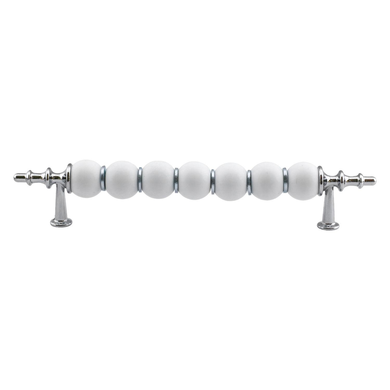 Dolap Kulpu Mutfak Çekmece Kulpları Mobilya Kulp Boncuk Polimer Kulp 128 Mm 12.8 Cm Krom Beyaz