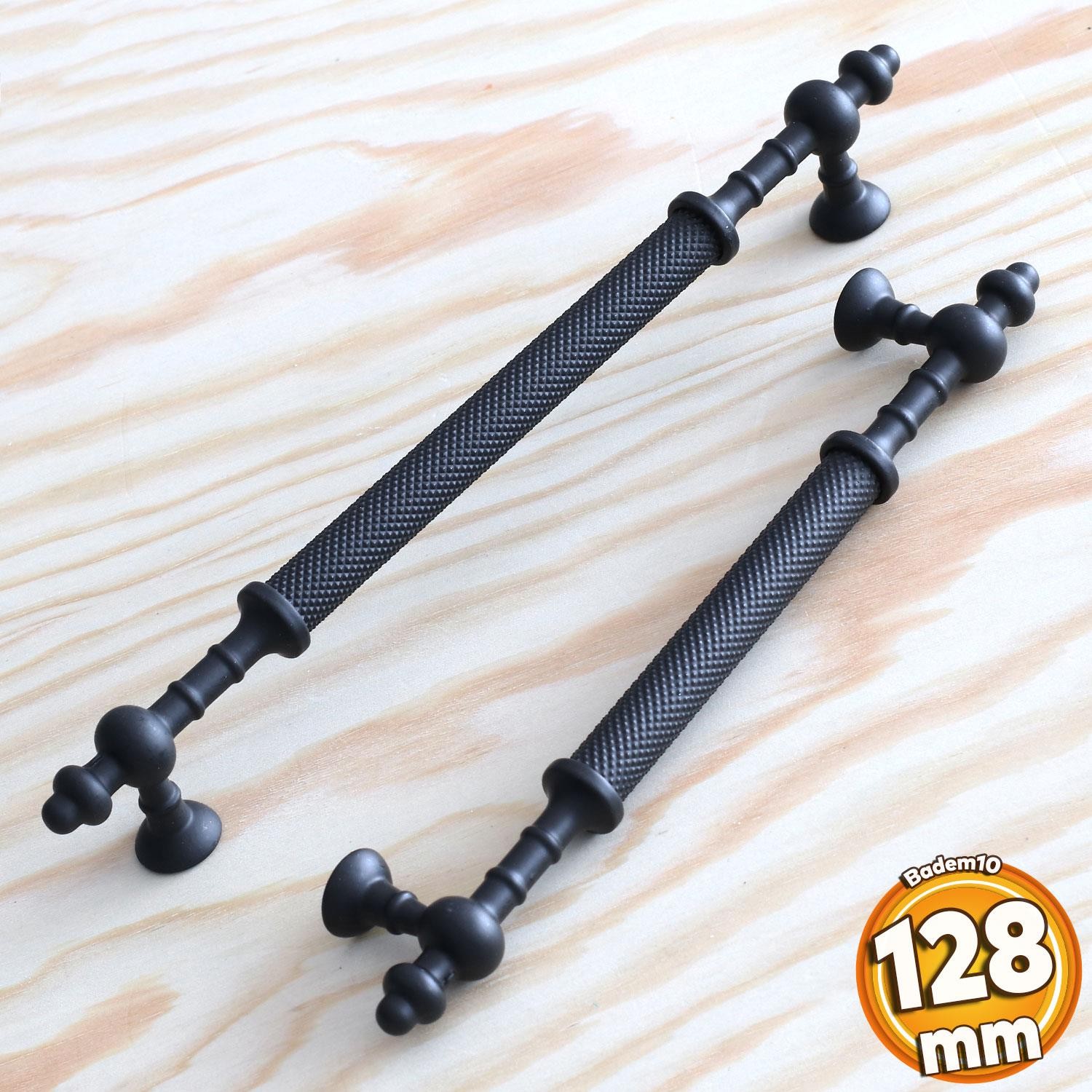 Ladin Siyah Metal Kulp 128 mm (12.8 cm) Mobilya Çekmece Mutfak Dolabı Dolap Kapak Kulpları Kulbu