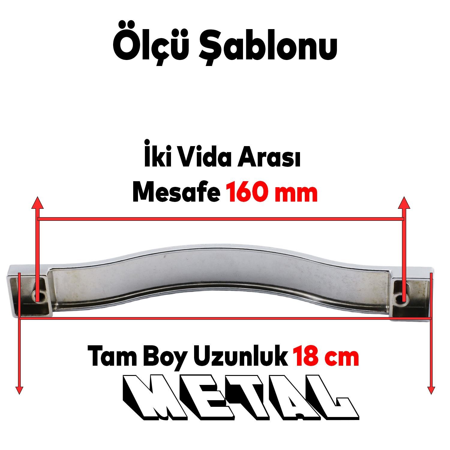 Akasya Metal Mobilya Mutfak Dolabı Çekmece Kapı Dolap Kulpu Kulbu Krom (160 MM-16.0 CM) Kulpları