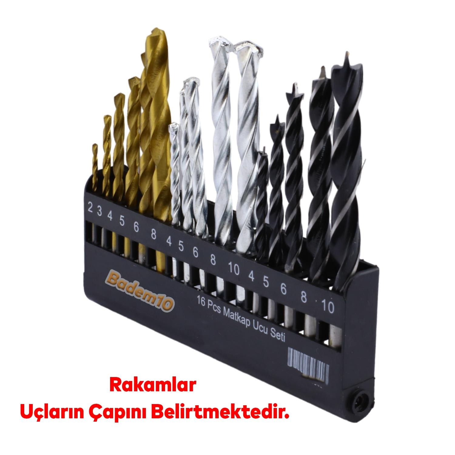 Matkap Ucu Set 16'lı Paket 3'ü Bir Arada Beton Duvar Ahşap Metal Çelik Delme Uç Değişik Uzunluk Çap