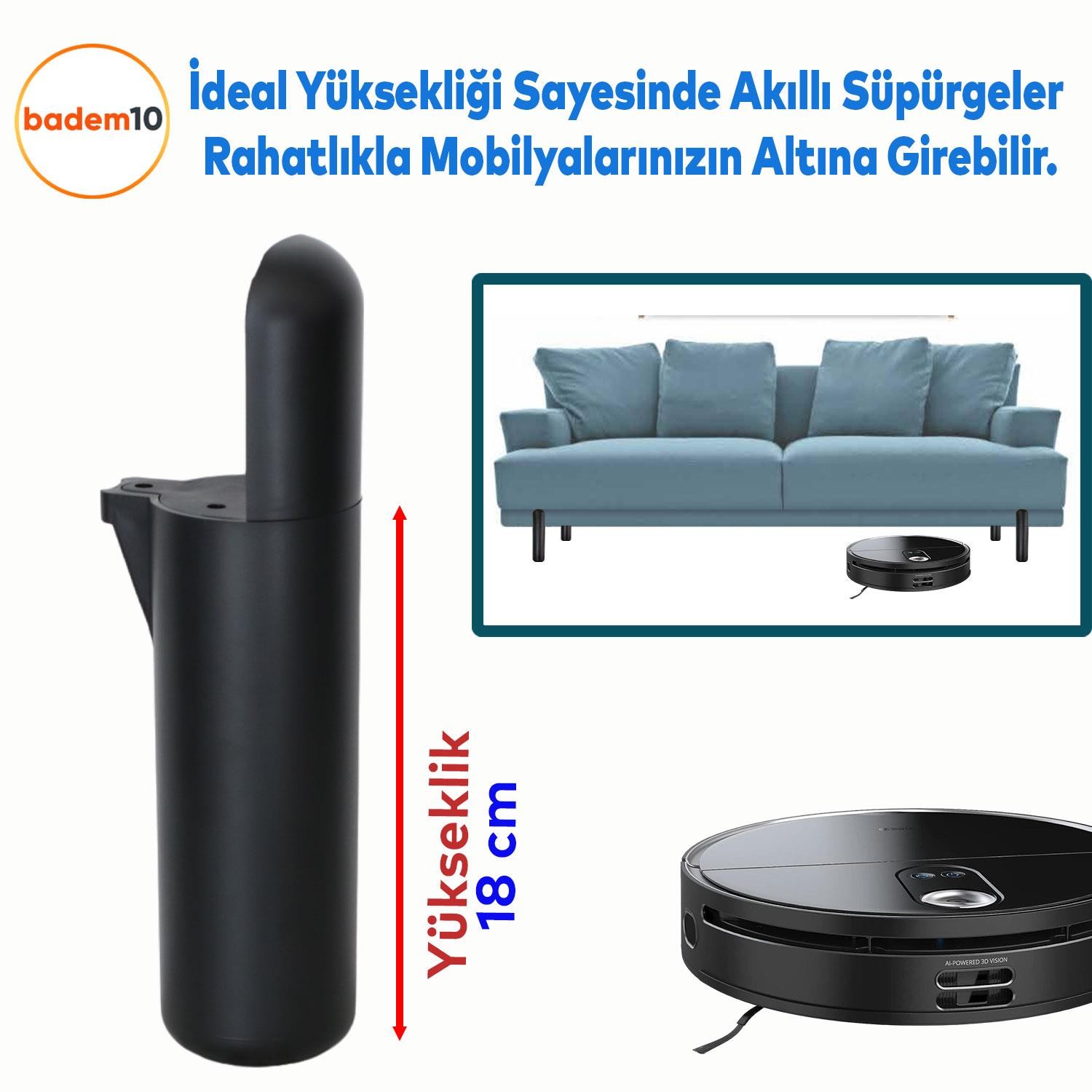 Kapsül Bohem Mobilya Kanepe Tv Ünitesi Koltuk Konsol Yükseltici Ayağı Ayakları Siyah 18 cm 4 Adet