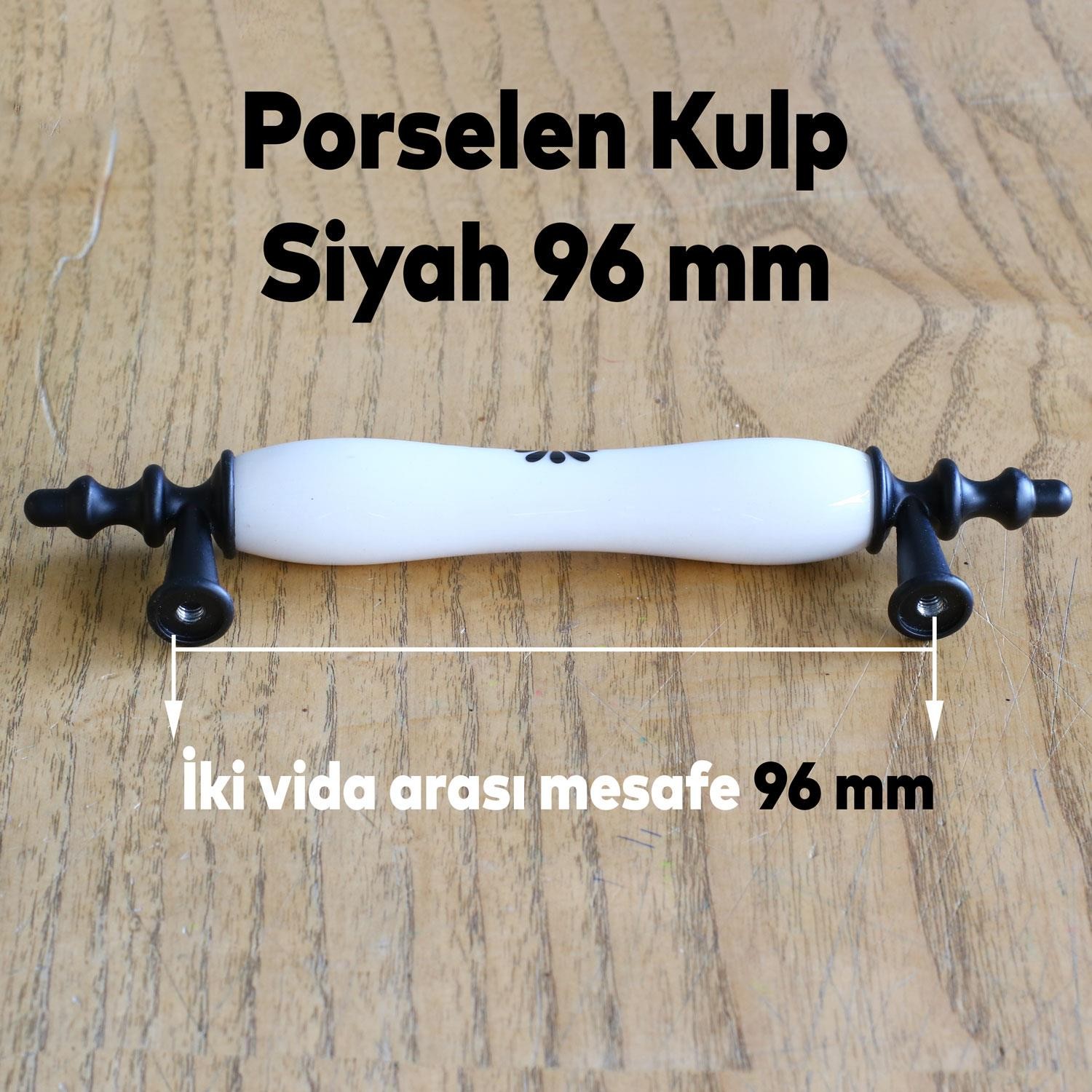 Gül Gerçek Porselen Siyah Beyaz 128 Mm Kulpları Mobilya Mutfak Dolabı Çekmece Dolap Kulpu Kulbu