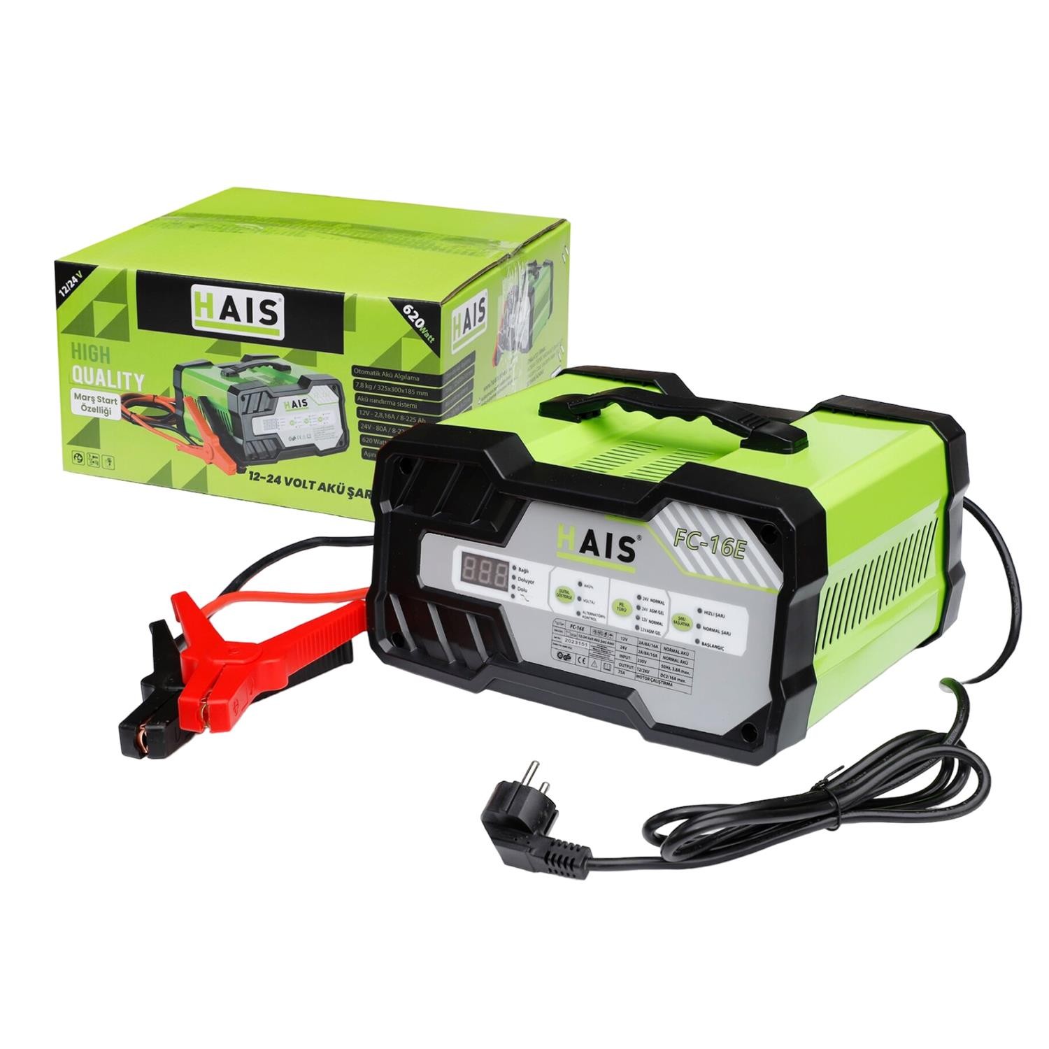 Haıs Akümülatör Redresör Akü Sarj Şarj Dolum Doldurma Cihazı Araç Araba 12-24 Volt 620 Watt FC16E 