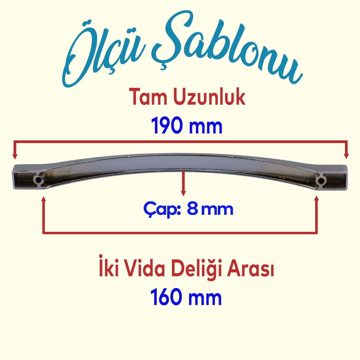 Siena 160 mm Düz Mobilya Mutfak Dolabı Çekmece Dolap Kapak Kulpu Kulbu Krom Metal Kulp