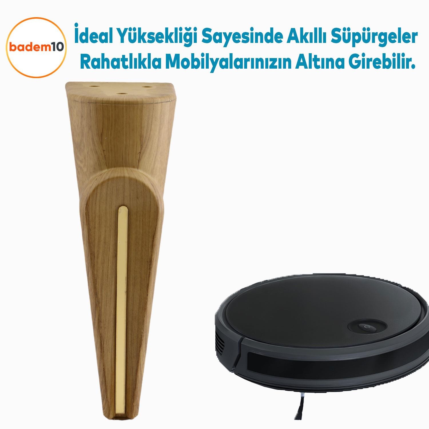 (4 ADET) Nota Ceviz 19 Cm Mobilya Kanepe Tv Ünitesi Koltuk Ayağı Ayakları Ahşap Desenli Kahverengi