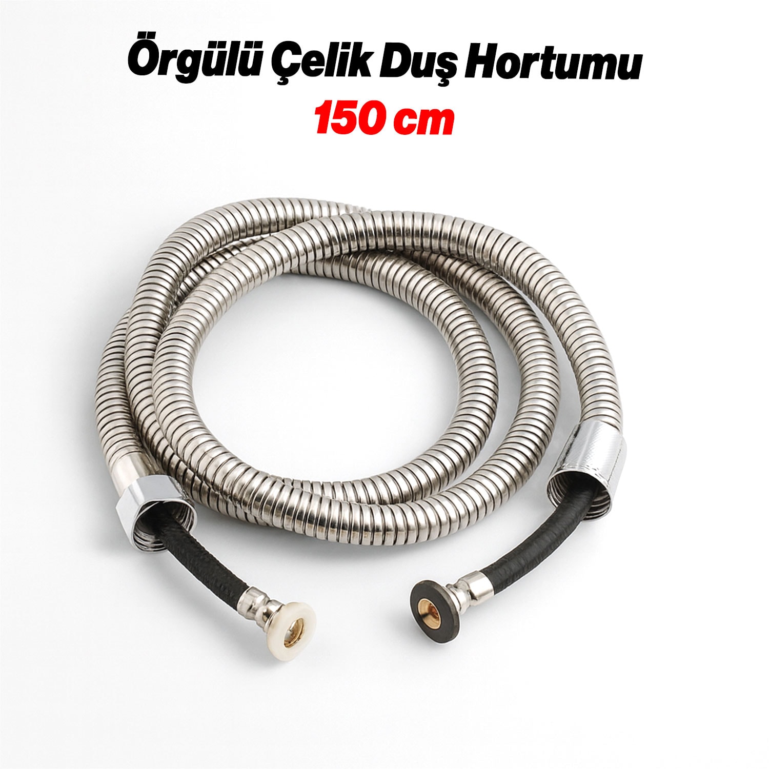 Krom Gümüş Paslanmaz Örgülü Duş Bağlantı Hortumu 150 cm Dayanıklı Esnek Banyo Aksesuarı Bağlantı