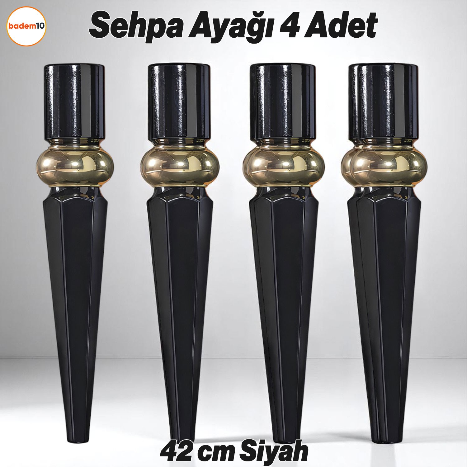 Elips 4 ADET Sehpa Ayağı 42 cm Plastik Siyah Gold Masa Ayak Mutfak Sehpası Masası Mobilya Ayakları