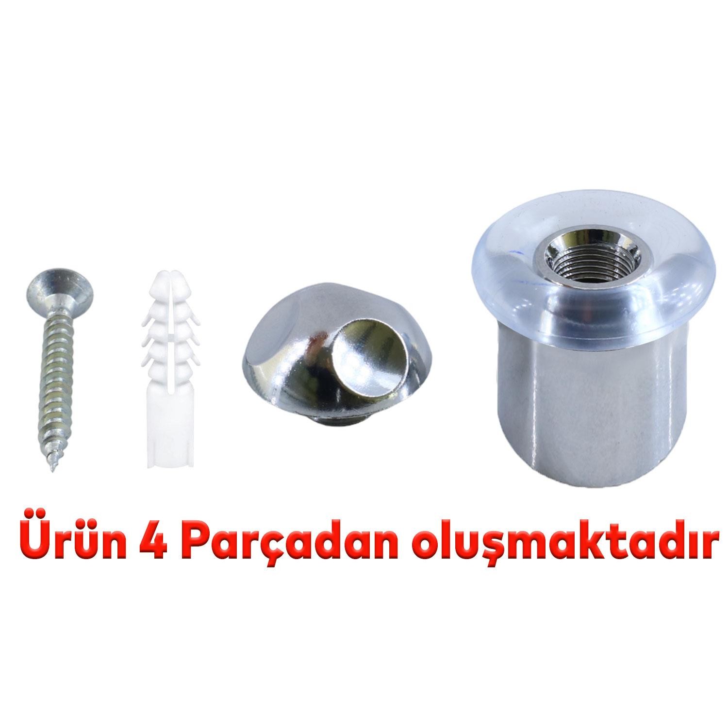 Kapı Stoperi Kapı Durdurucu Tutucu Tamponu Silikonlu Contalı Stopu Vidalı Parlak Krom 50 mm