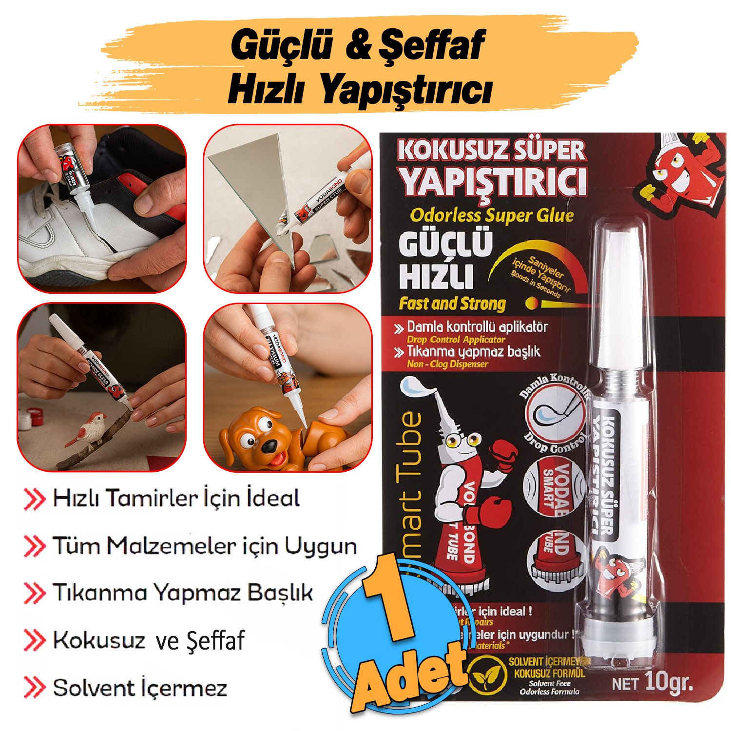 Kokusuz Süper Yapıştırıcı Çok Amaçlı Hızlı Kuruyan Şeffaf Renk Çabuk Donar Japon Yapıştırıcı 1 Adet