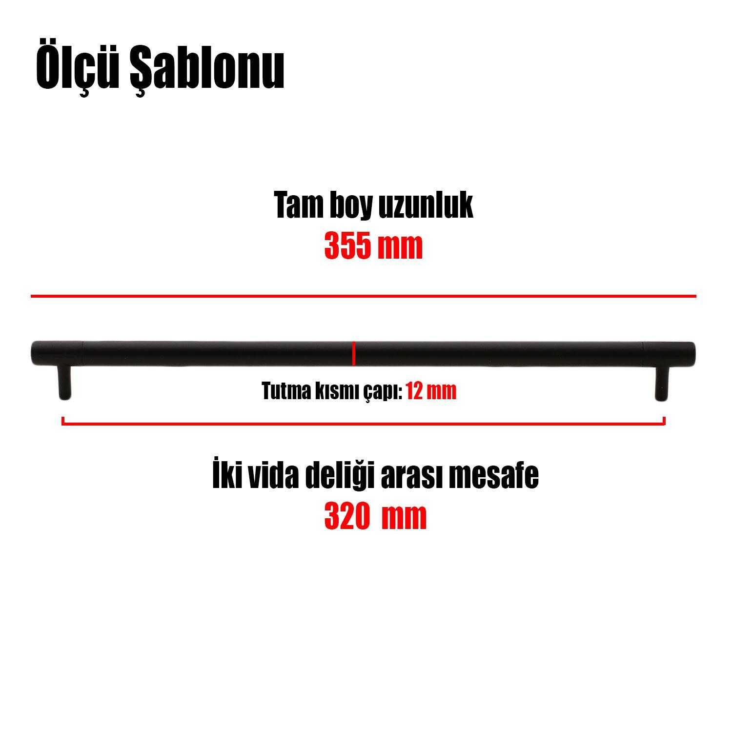 Hitit Çekmece Dolap Dolabı Kulpu Kulbu (320 MM-32.0 CM) Mat Siyah Metal Kulp Mobilya Mutfak Kulpları