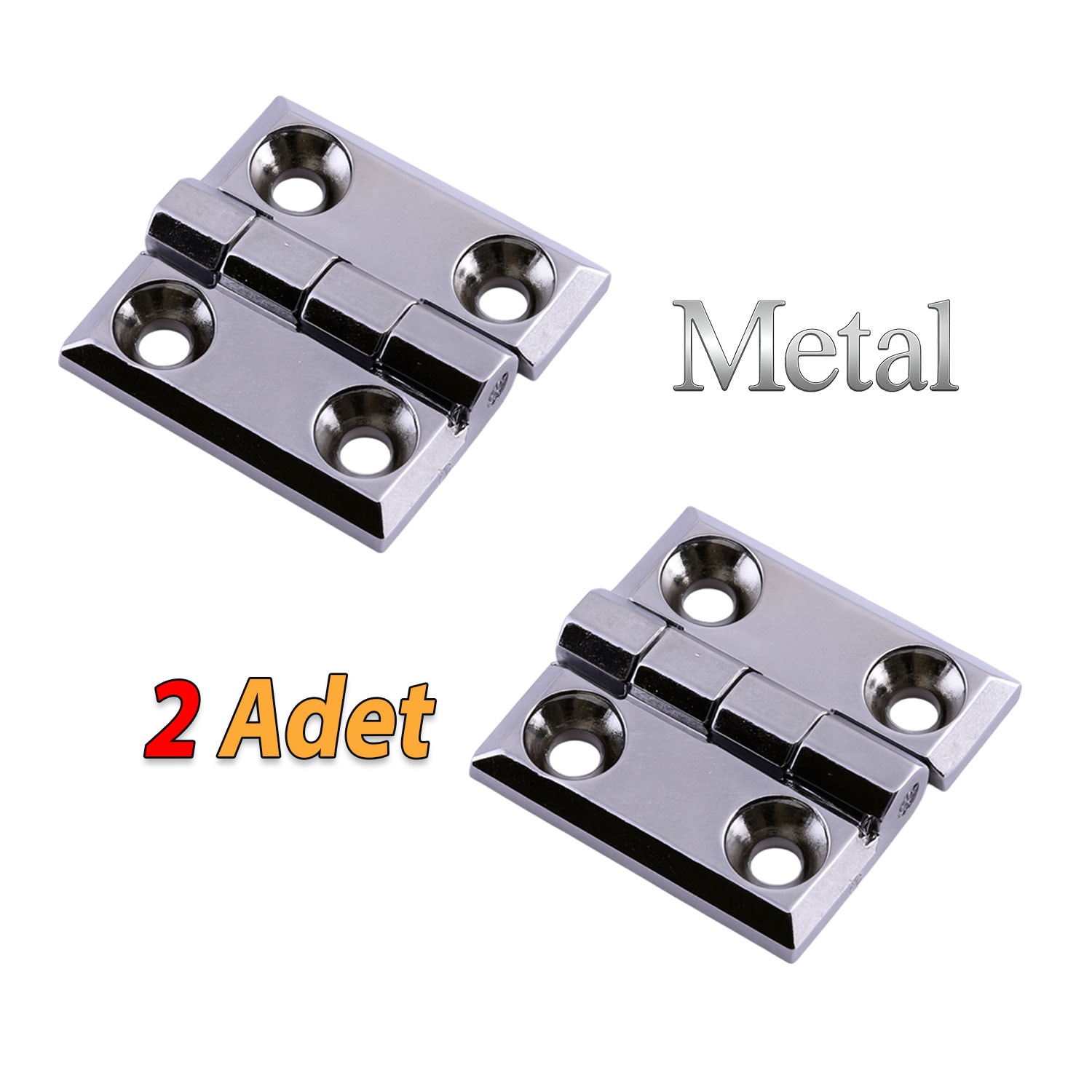 Metal 2 ADET 60x60 mm Gümüş Yaprak Menteşe Kapi Pencere Dolap Mobilya Kapak Menteşe Bağlantı