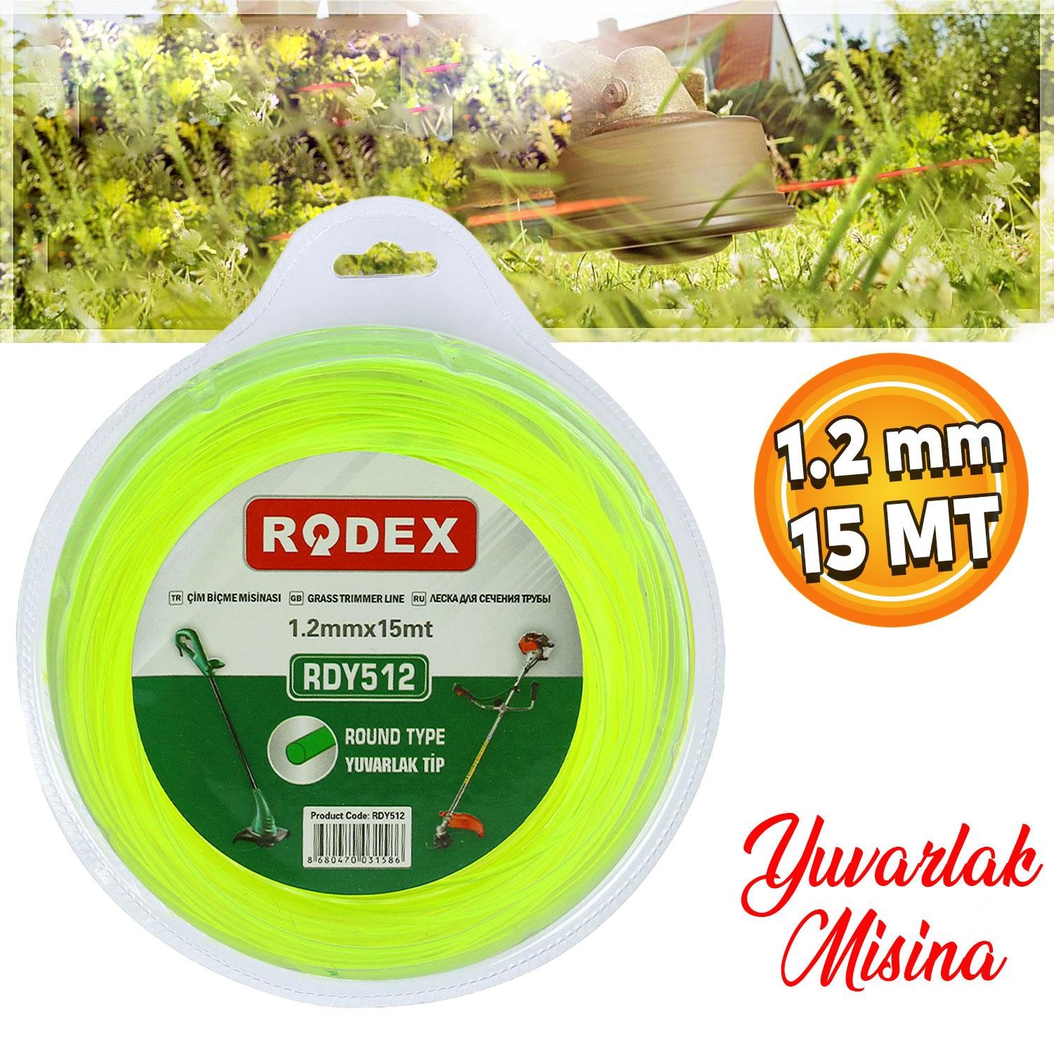 Rodex RDY512 Misina Motorlu Tırpan Yuvarlak Misina 1.2 mm 15 Metre Çim Ot Biçme Teli