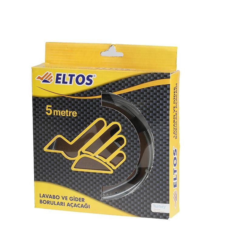 Eltos Lavabo Açma Teli Gider Boruları Açma Teli 5 Metre + Eldiven
