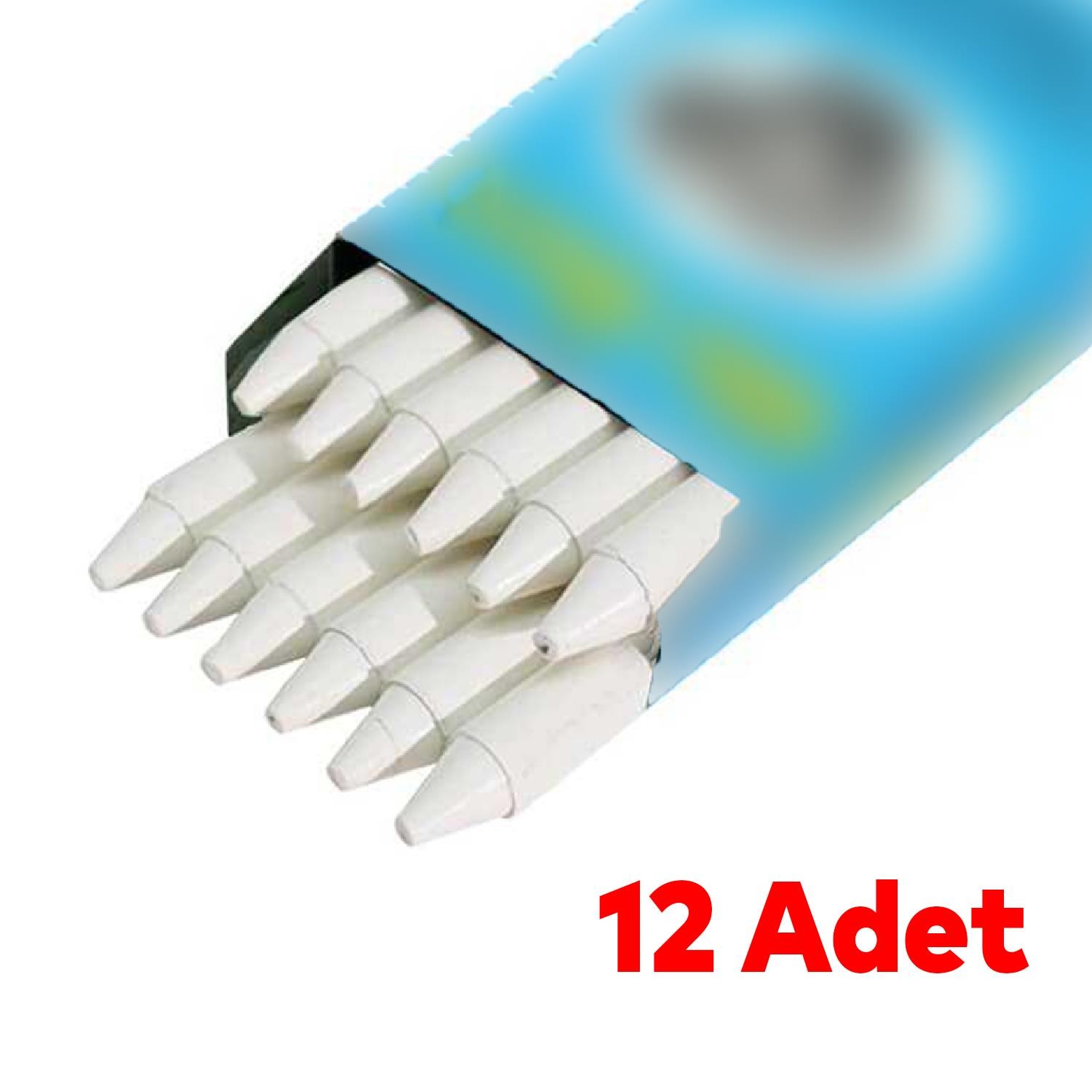 Silinebilir Yağlı Tozsuz Tebeşir Kalem Metal Plastik Cam Ahşap Yüzey İşaretleyici Beyaz 12 Adet